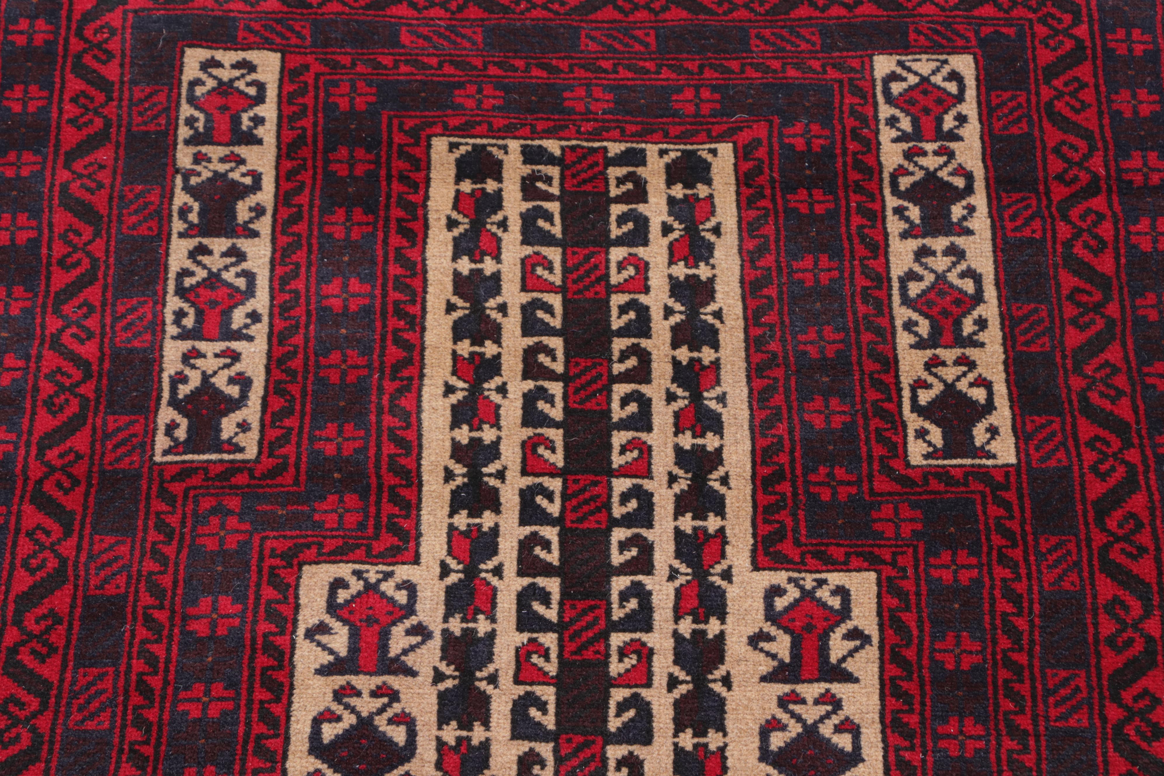 2'7 x 4'5 Hand-Knotted Afghan Baluch Accent Rug