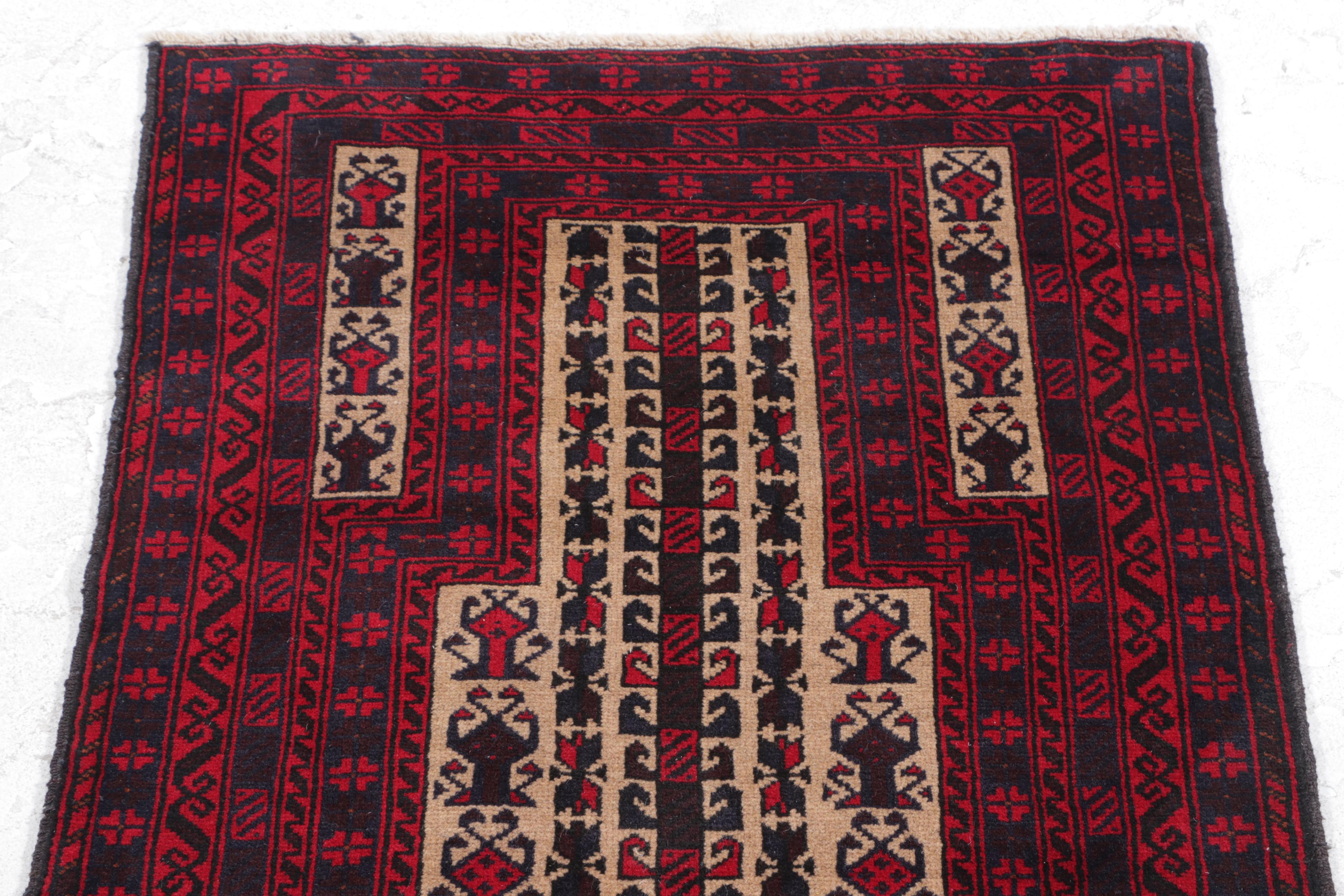 2'7 x 4'5 Hand-Knotted Afghan Baluch Accent Rug