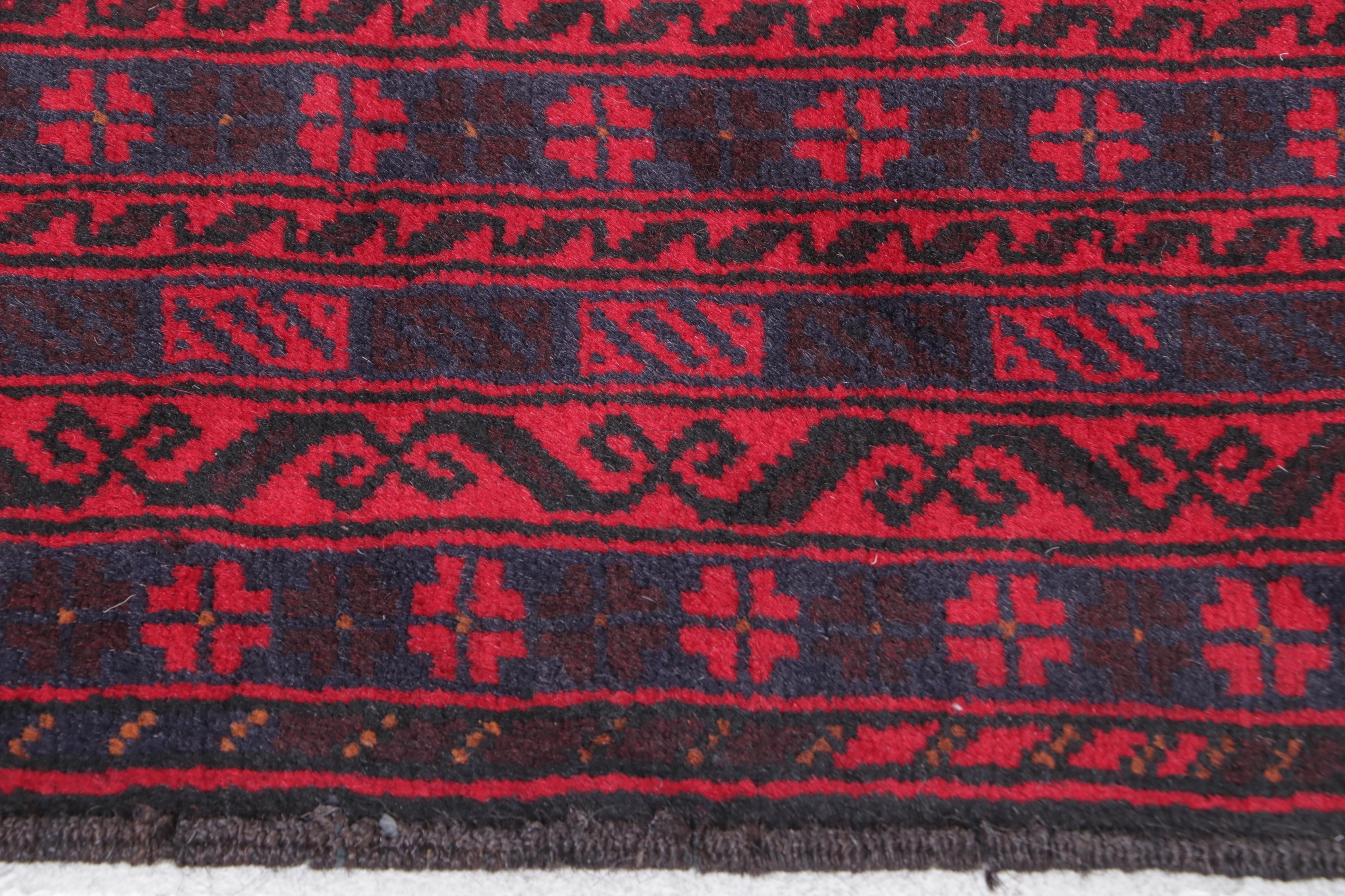 2'7 x 4'5 Hand-Knotted Afghan Baluch Accent Rug