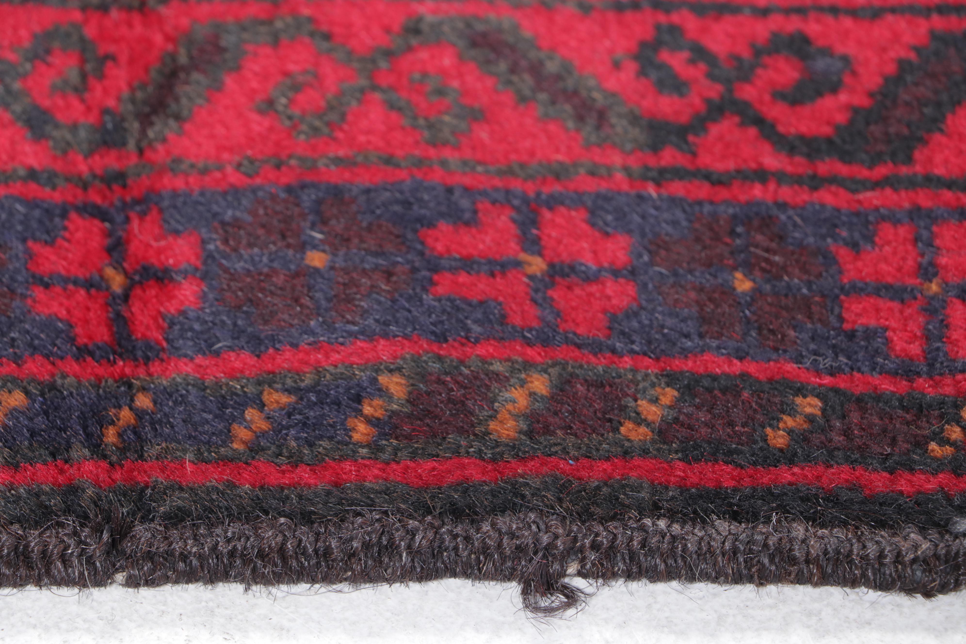 2'7 x 4'5 Hand-Knotted Afghan Baluch Accent Rug