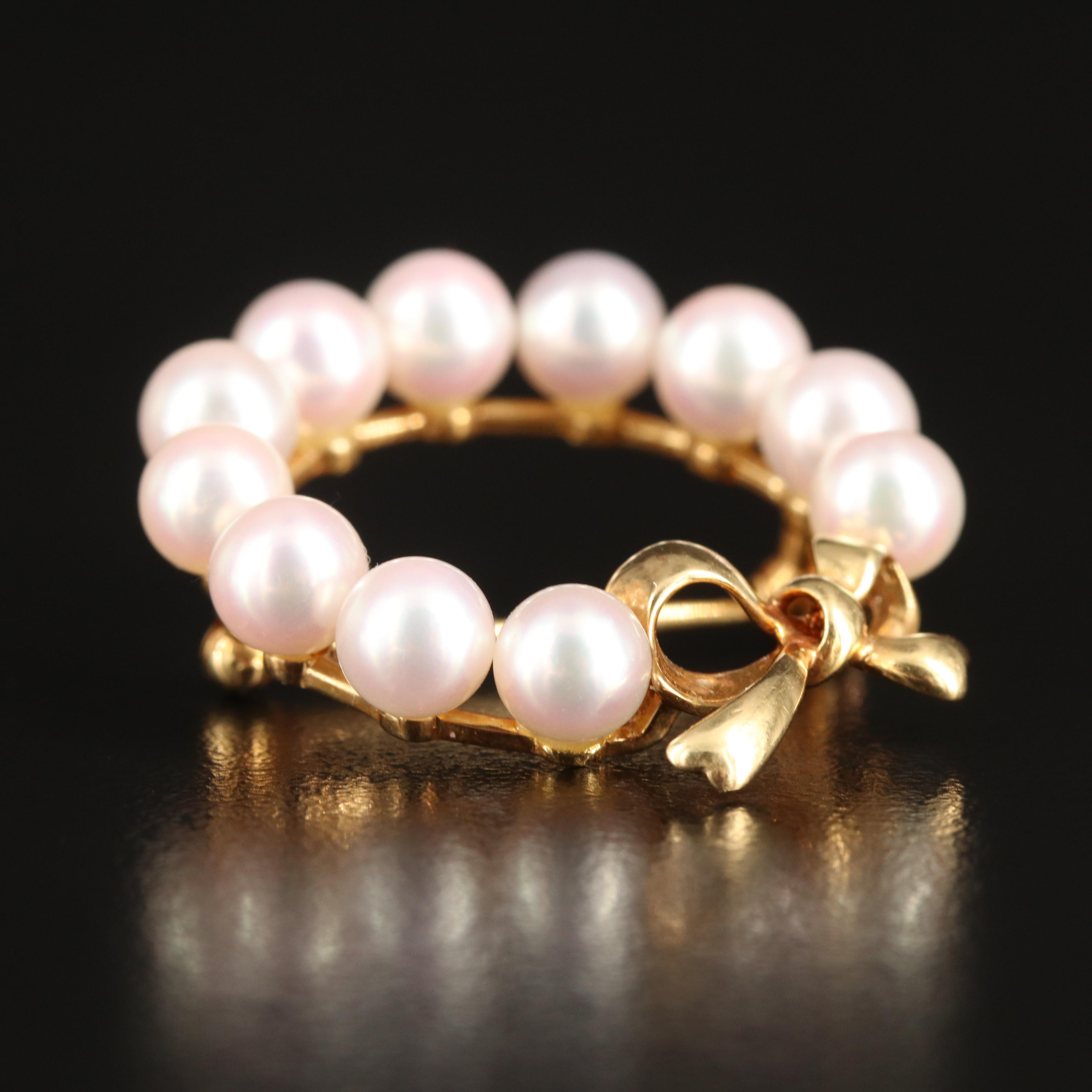 Mikimoto 18K Pearl Wreath Brooch