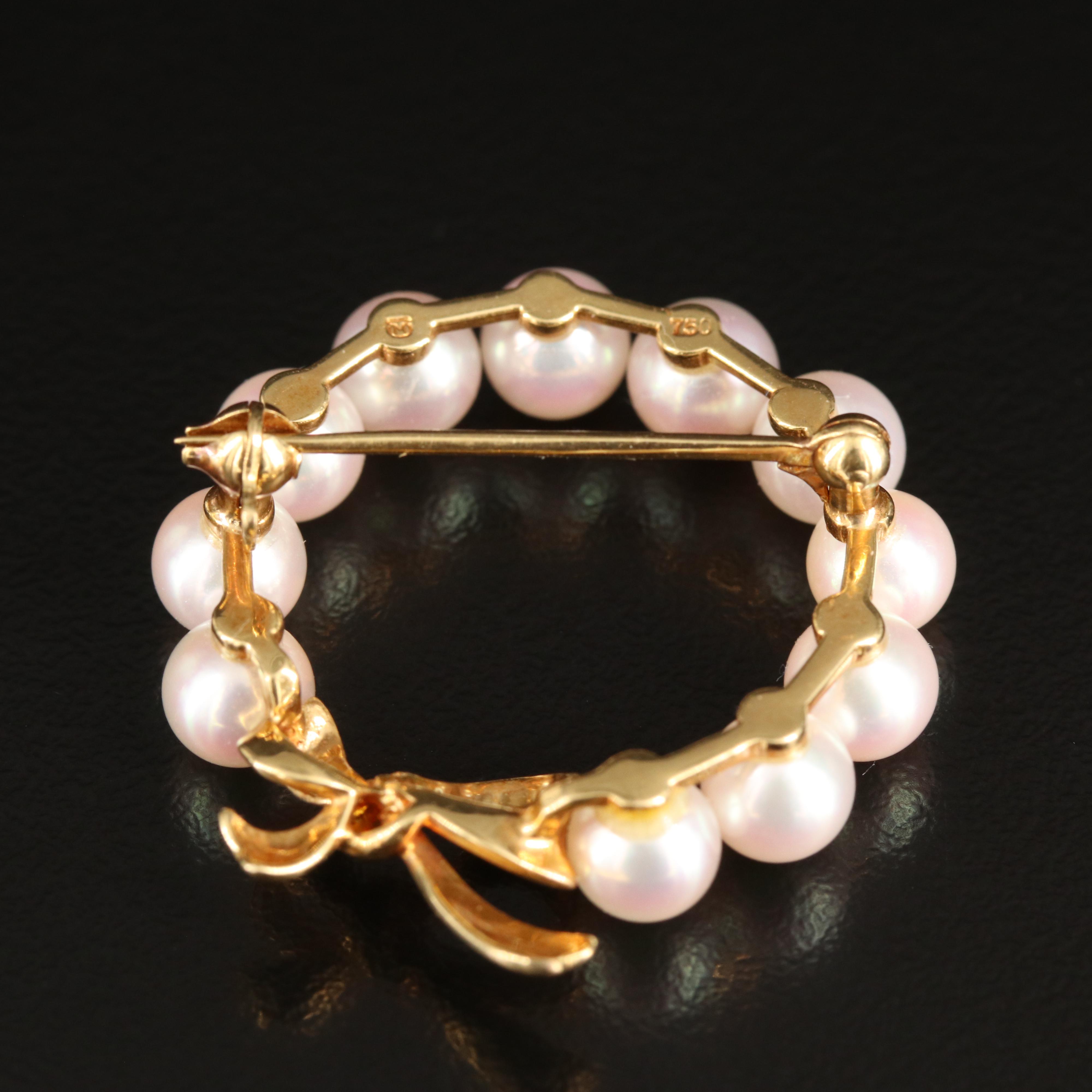 Mikimoto 18K Pearl Wreath Brooch