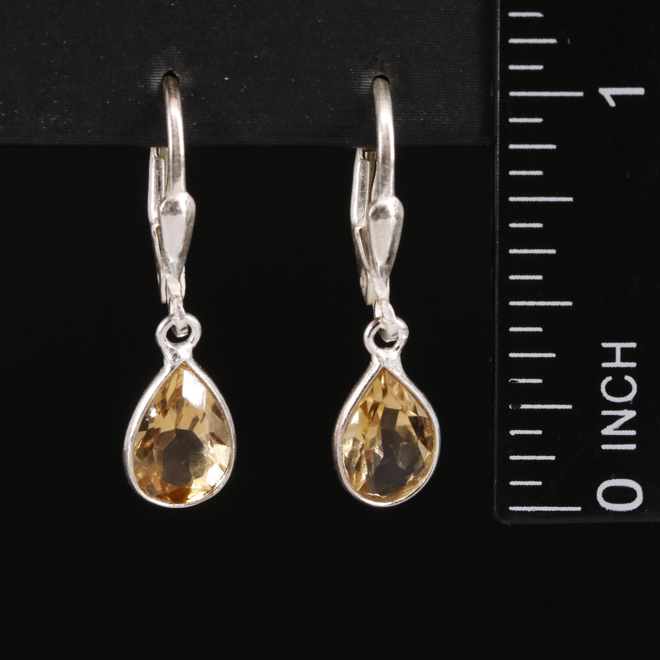 Sterling Citrine Dangle Earrings