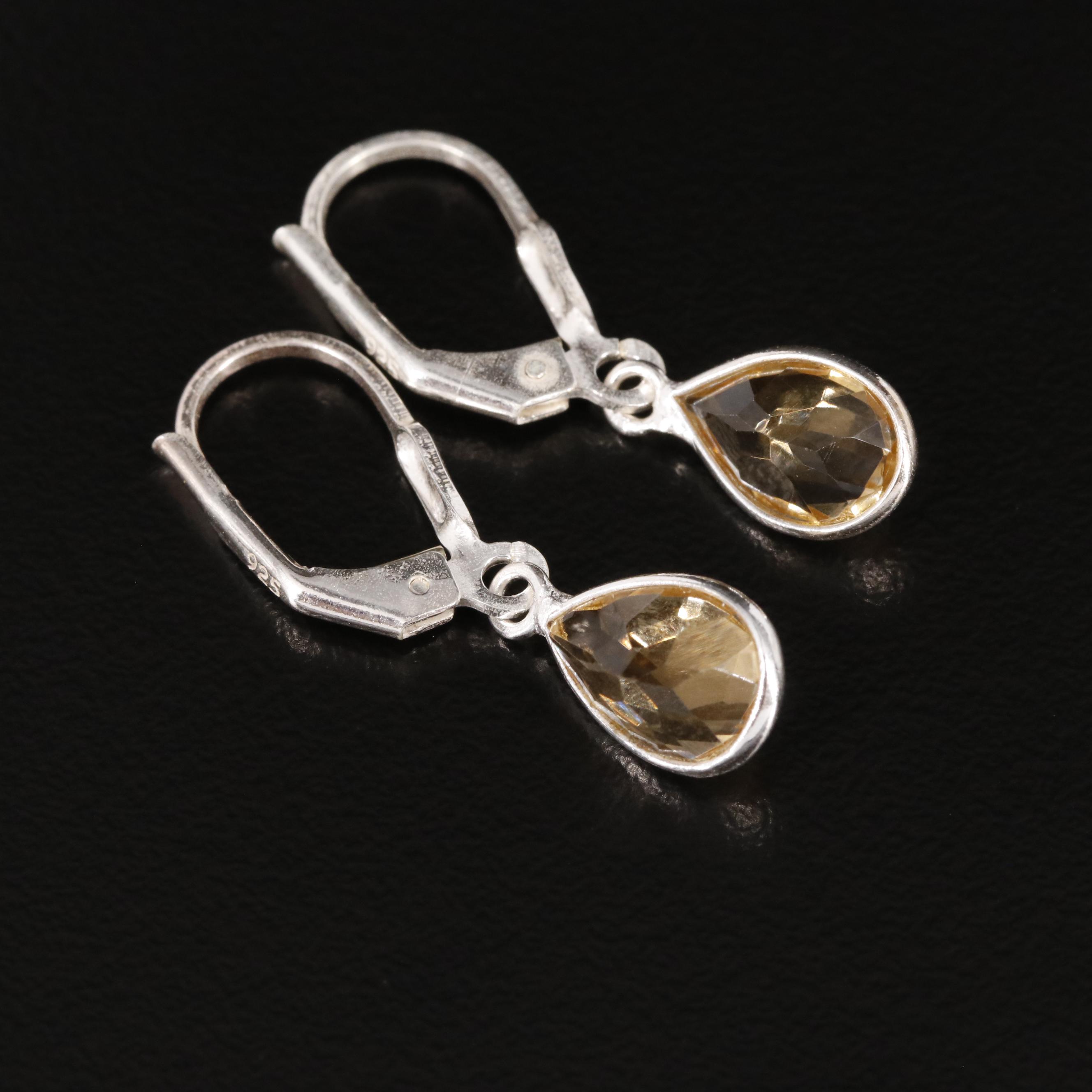 Sterling Citrine Dangle Earrings