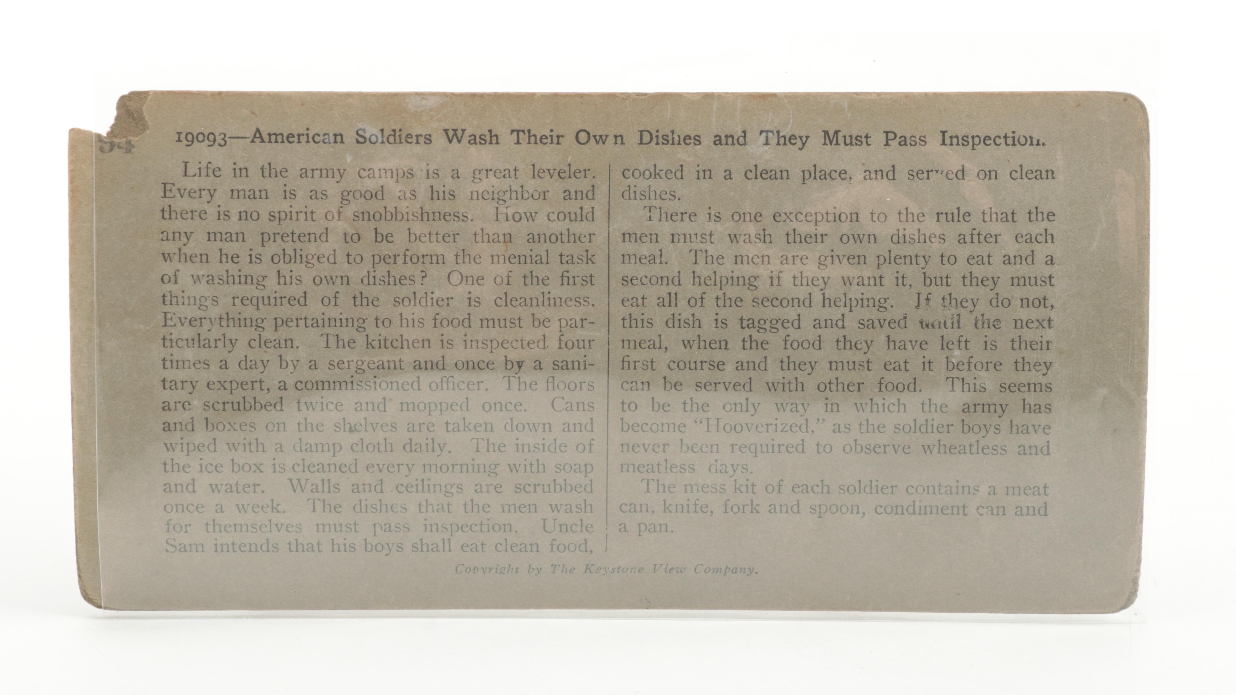 Military Themed Keystone View Company Stereoview Cards