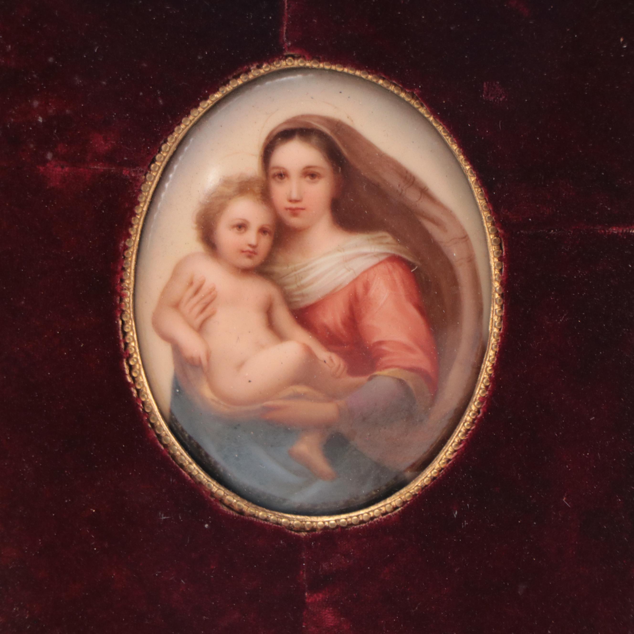 Hutschenreuther Hand-Painted Porcelain Plaque After Raphael "Sistine Madonna"