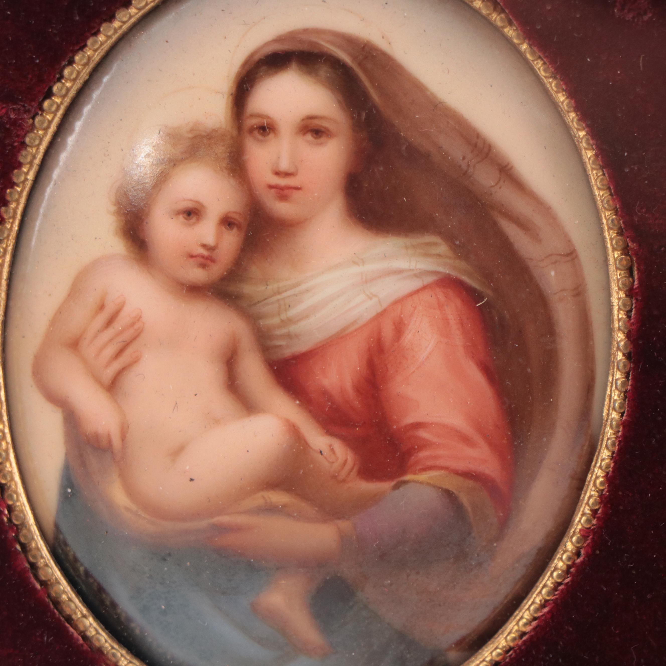 Hutschenreuther Hand-Painted Porcelain Plaque After Raphael "Sistine Madonna"