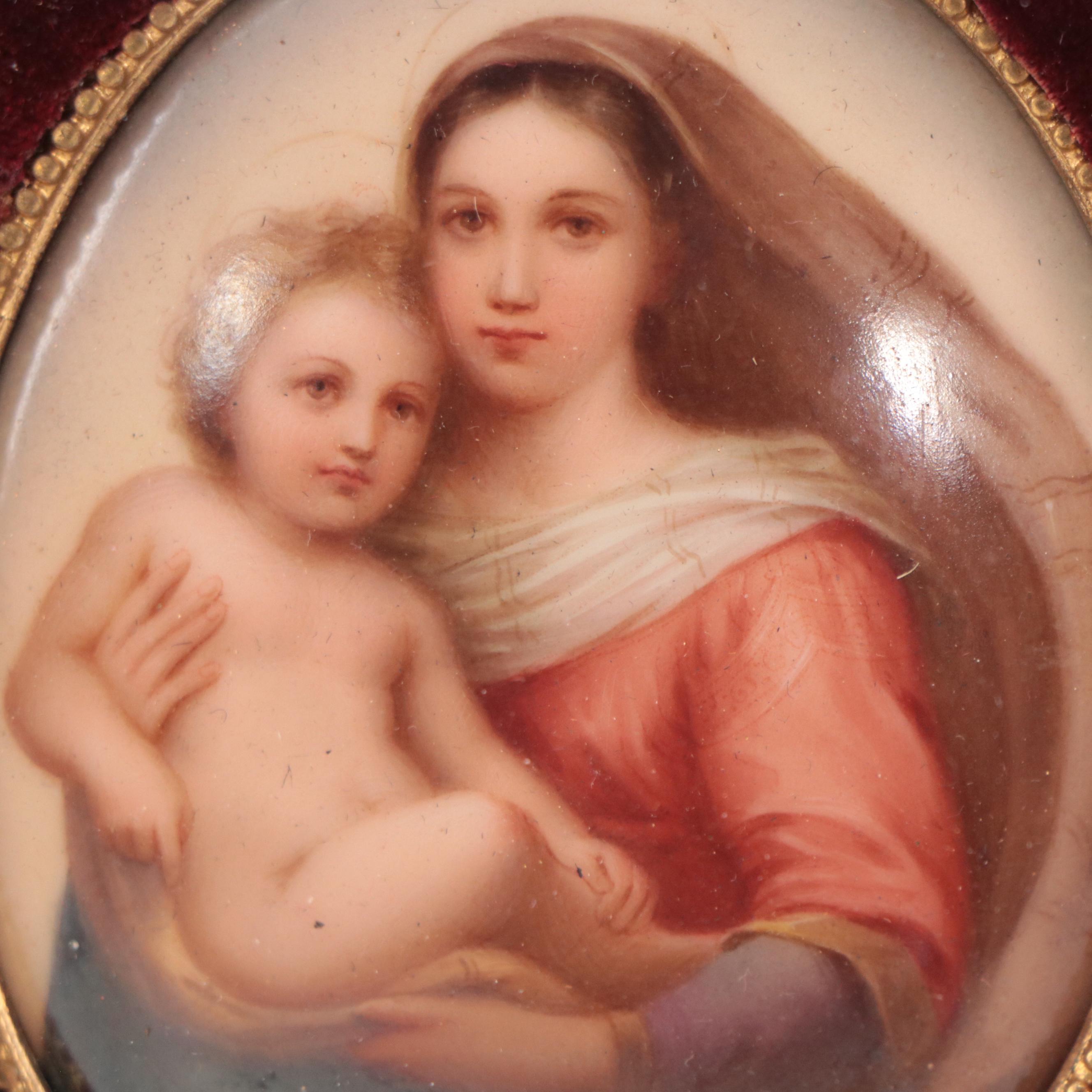 Hutschenreuther Hand-Painted Porcelain Plaque After Raphael "Sistine Madonna"