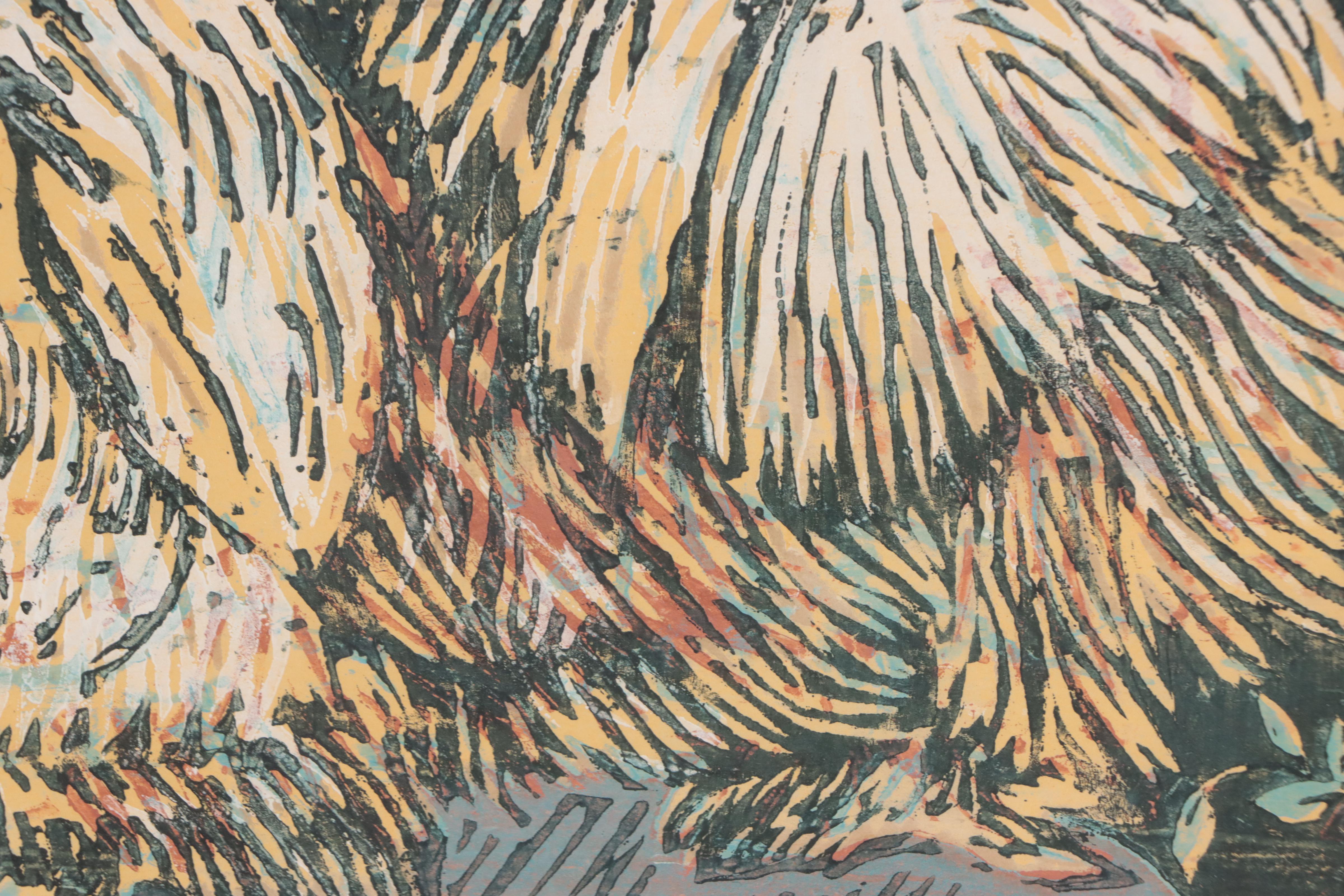 George Speck Woodcut "Palace Guard Bur-li," Mid-20th Century