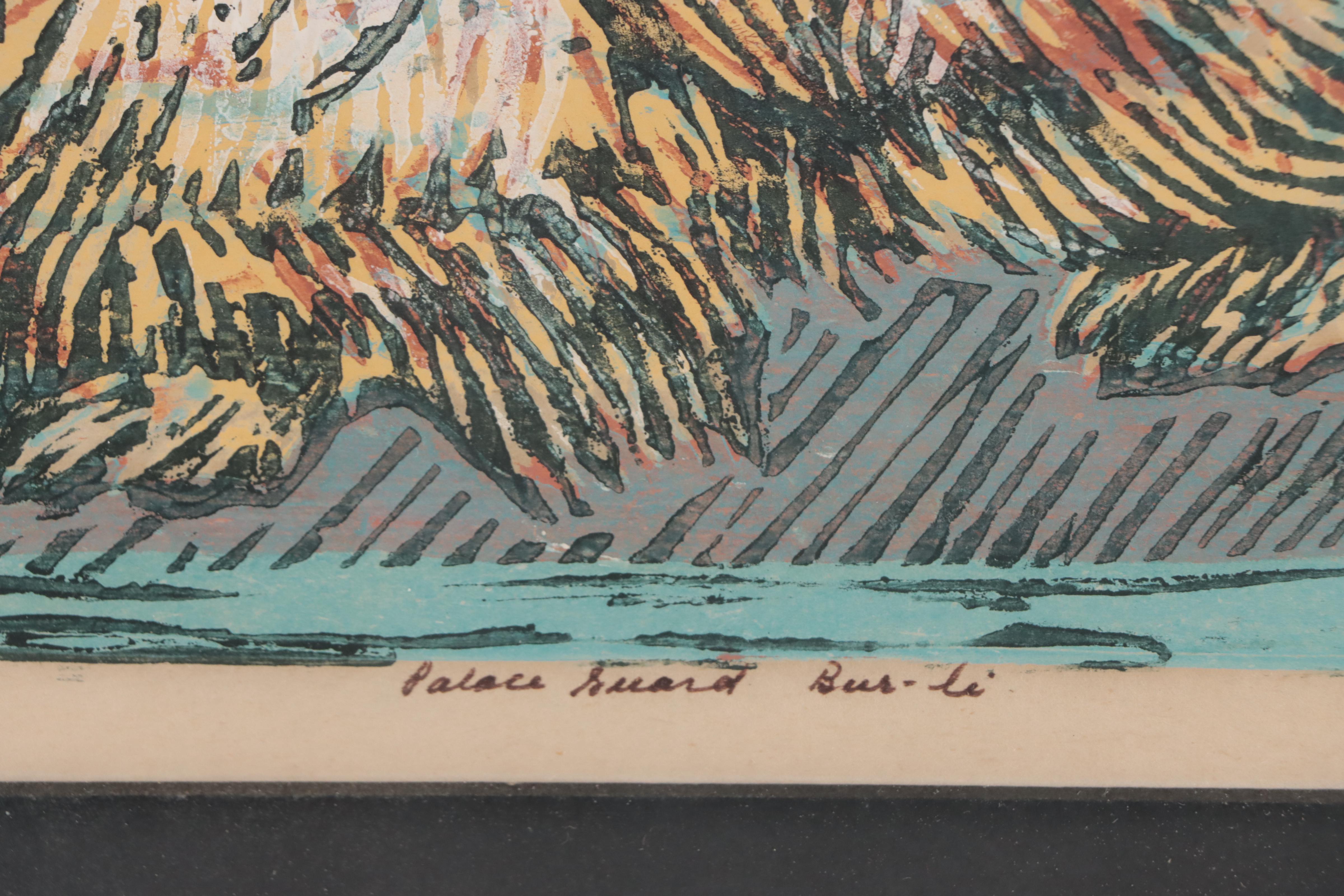 George Speck Woodcut "Palace Guard Bur-li," Mid-20th Century