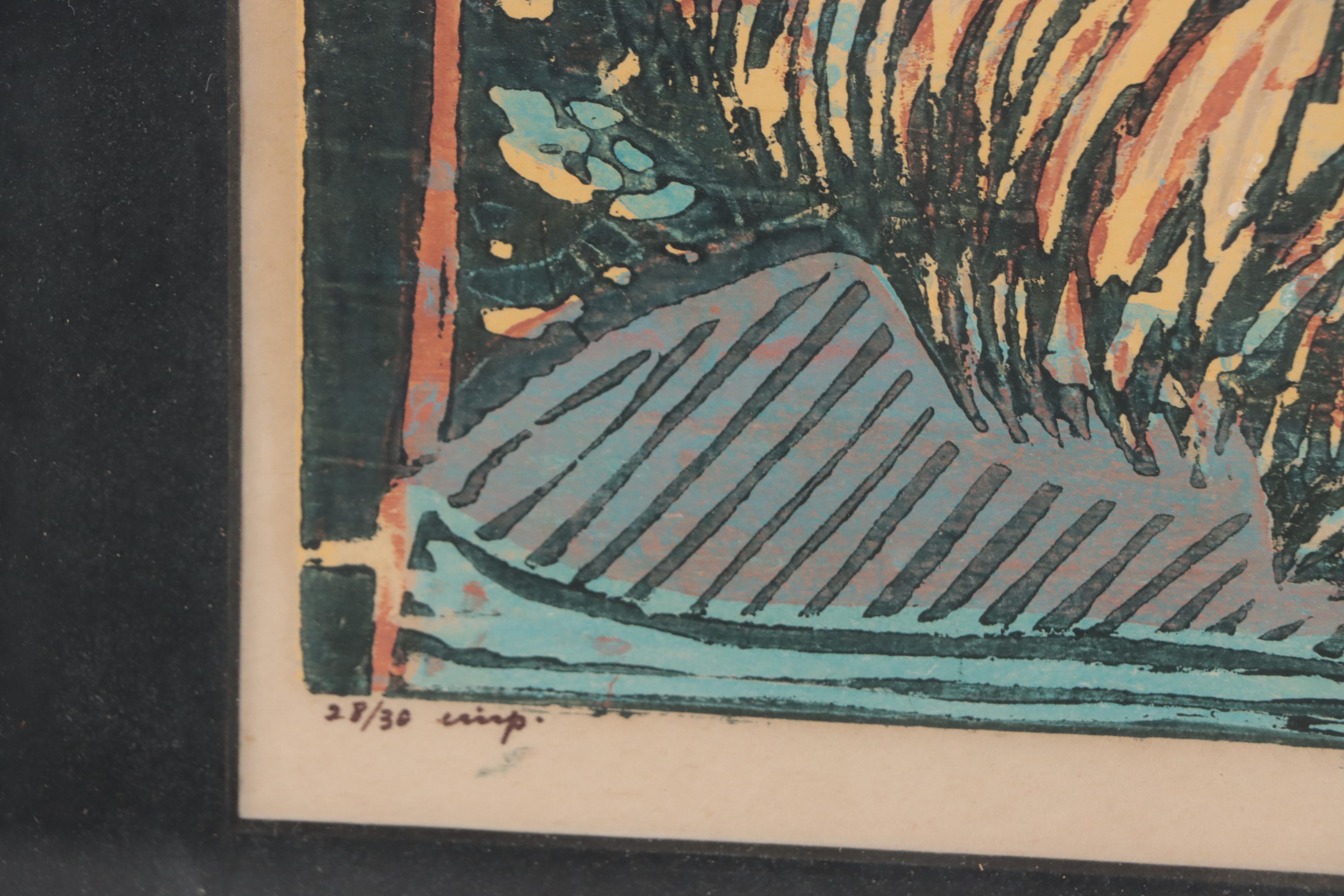 George Speck Woodcut "Palace Guard Bur-li," Mid-20th Century