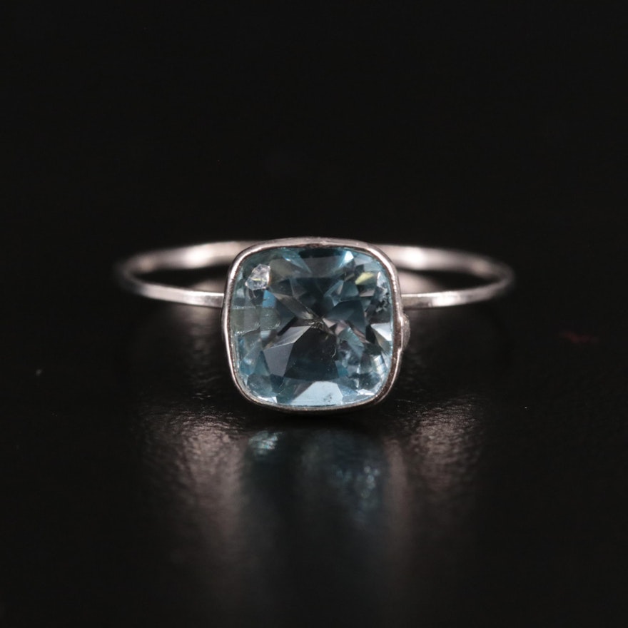 14K Blue Topaz Solitaire Ring