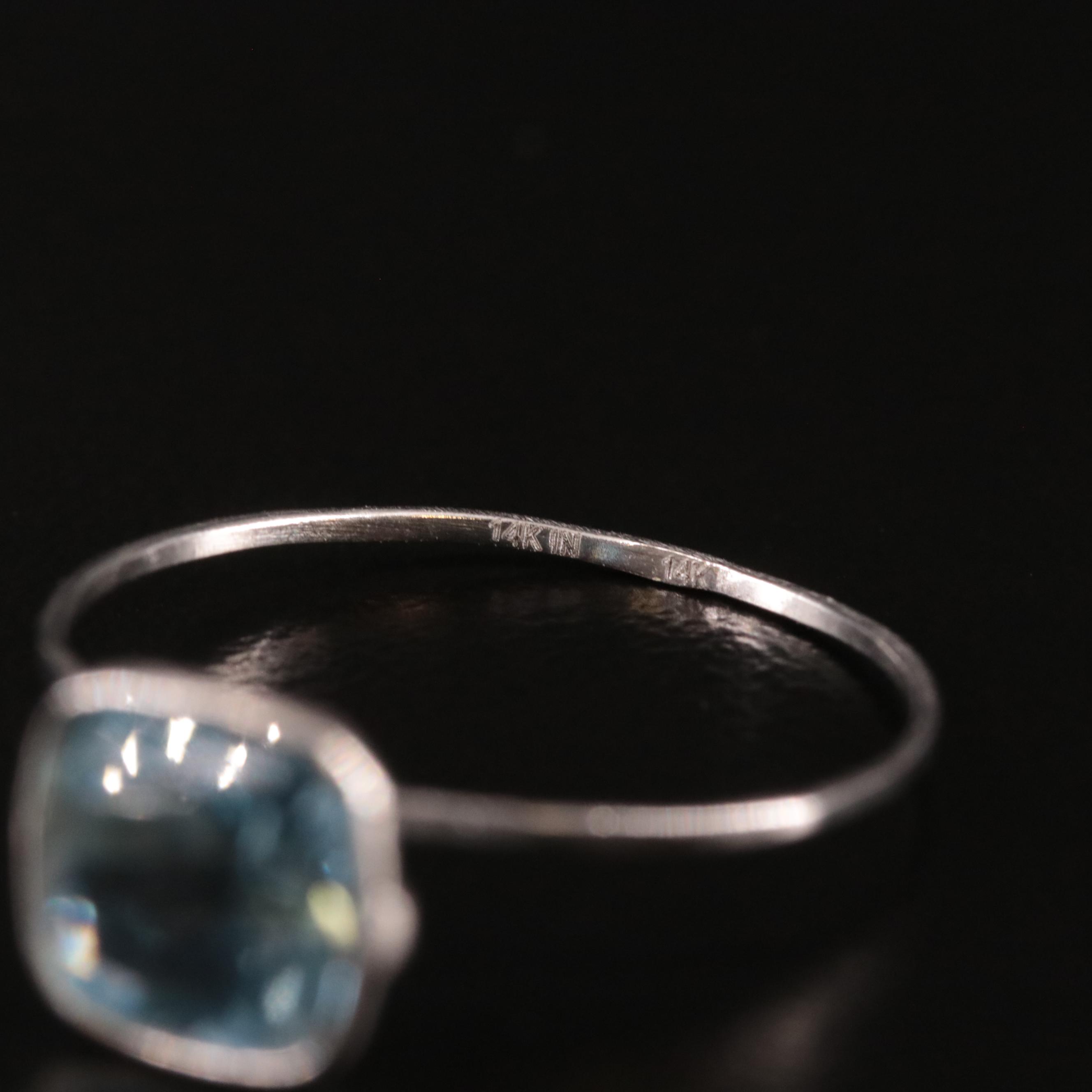14K Blue Topaz Solitaire Ring
