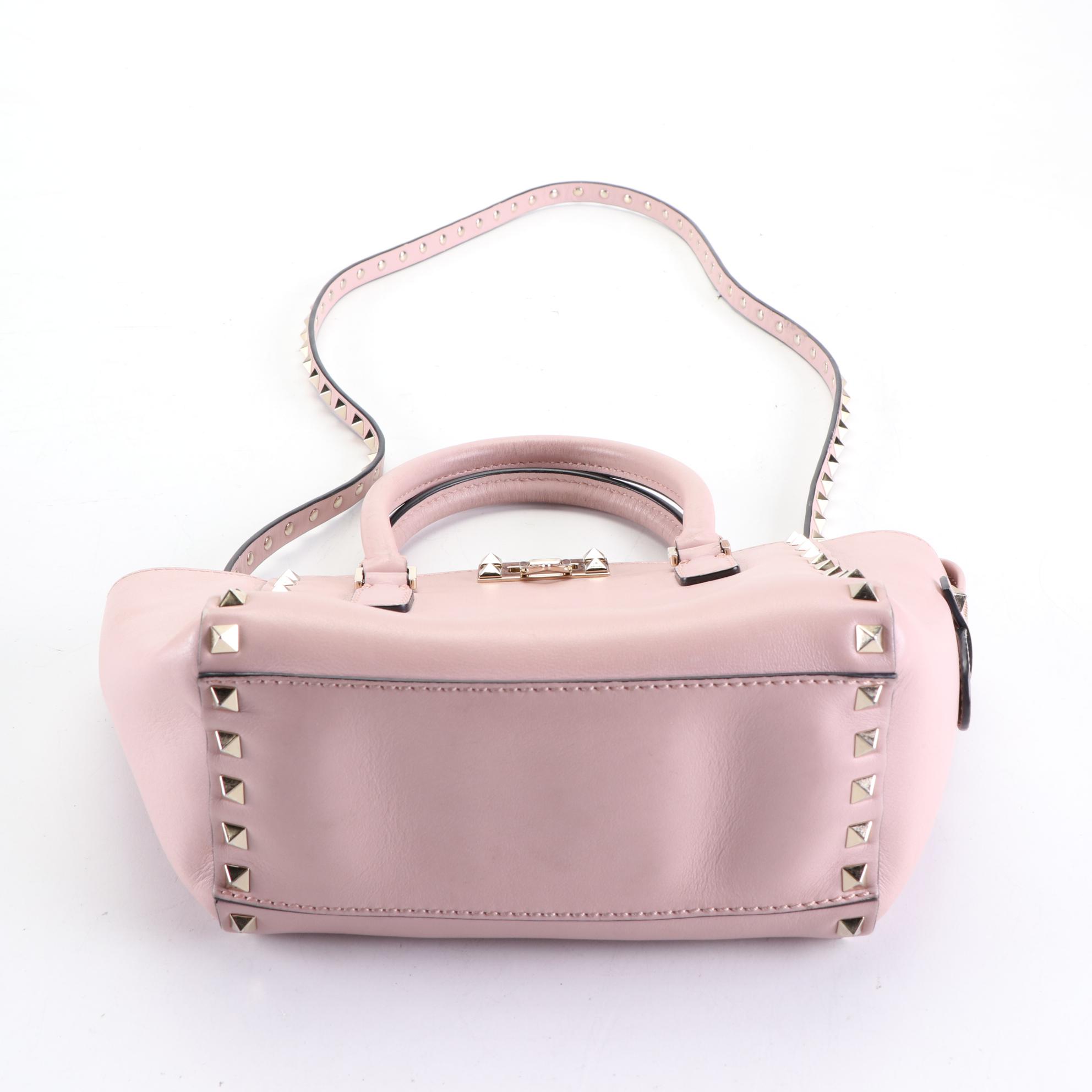 Valentino Rockstud Rigid Leather Two-Way Tote in Leather