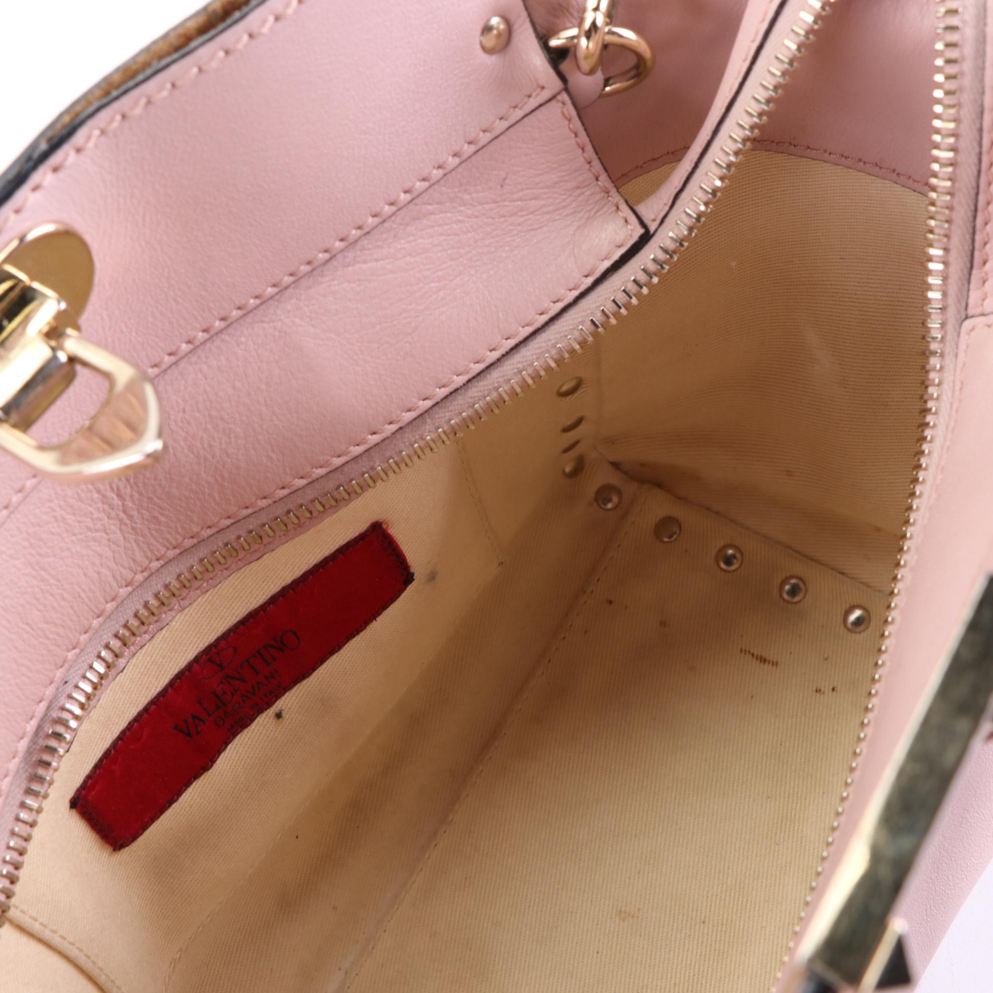 Valentino Rockstud Rigid Leather Two-Way Tote in Leather