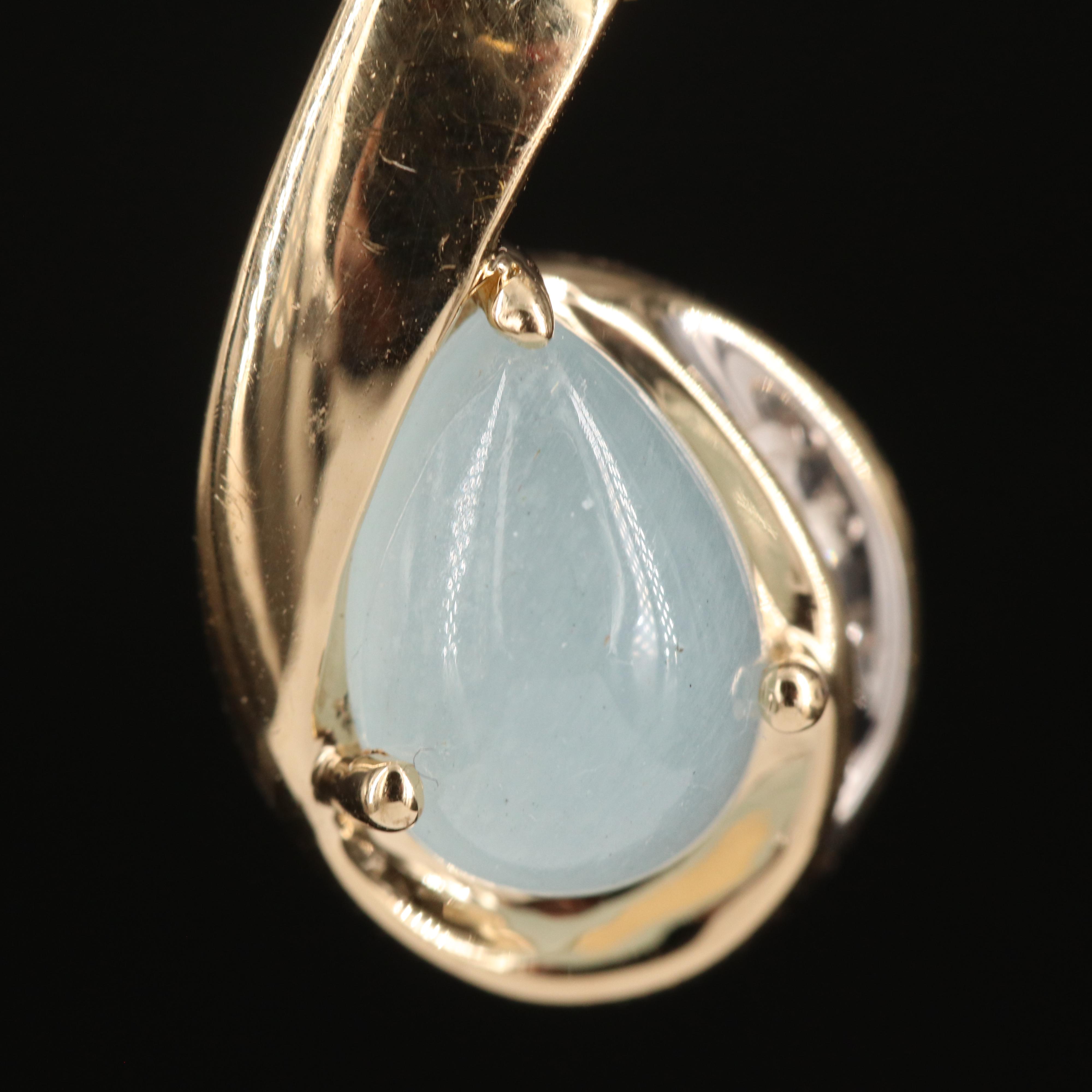 10K and 14K Aquamarine and Diamond Pendant Necklace