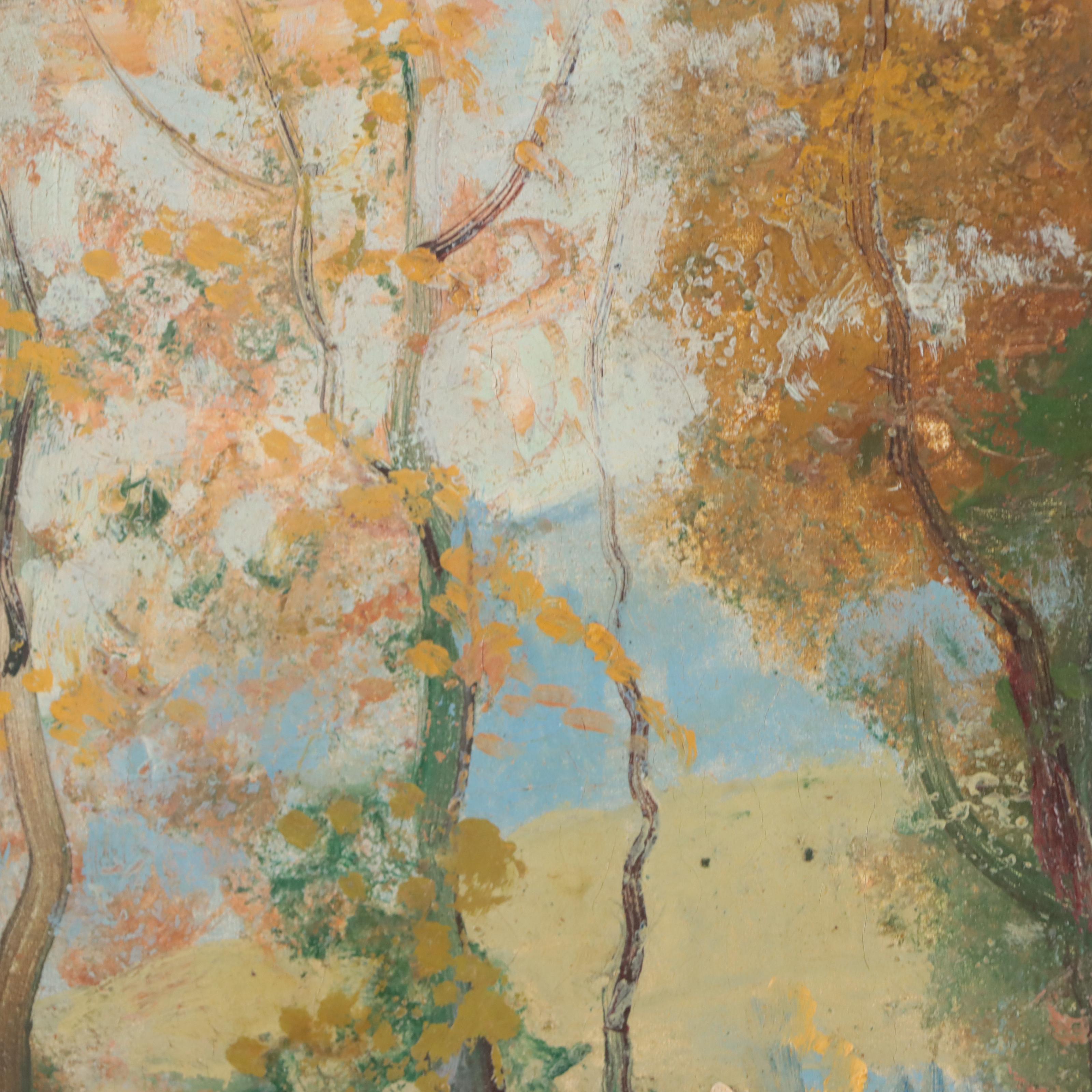 Glenn Swedlun Forest Landscape Oil Painting, Mid-20th Century