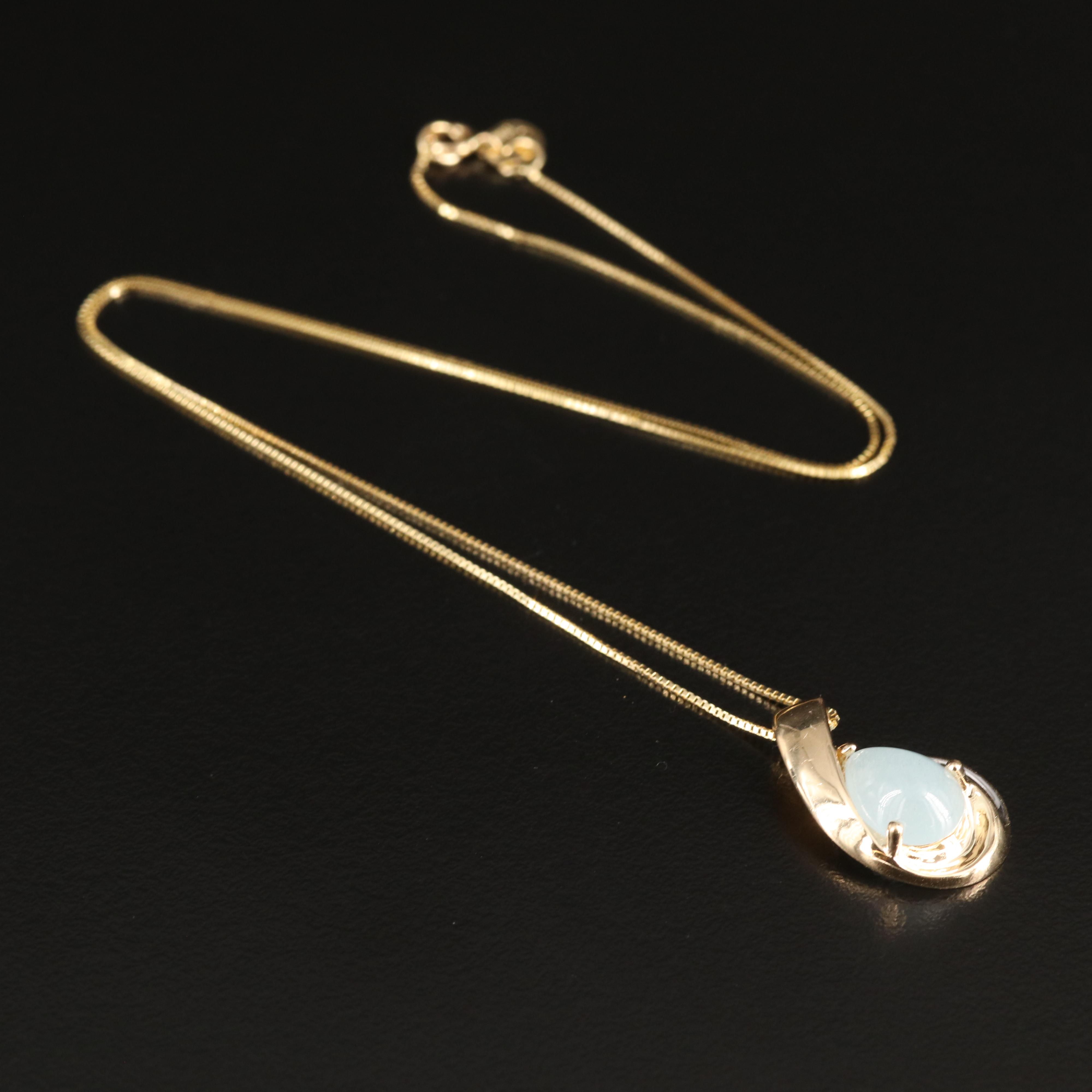 10K and 14K Aquamarine and Diamond Pendant Necklace