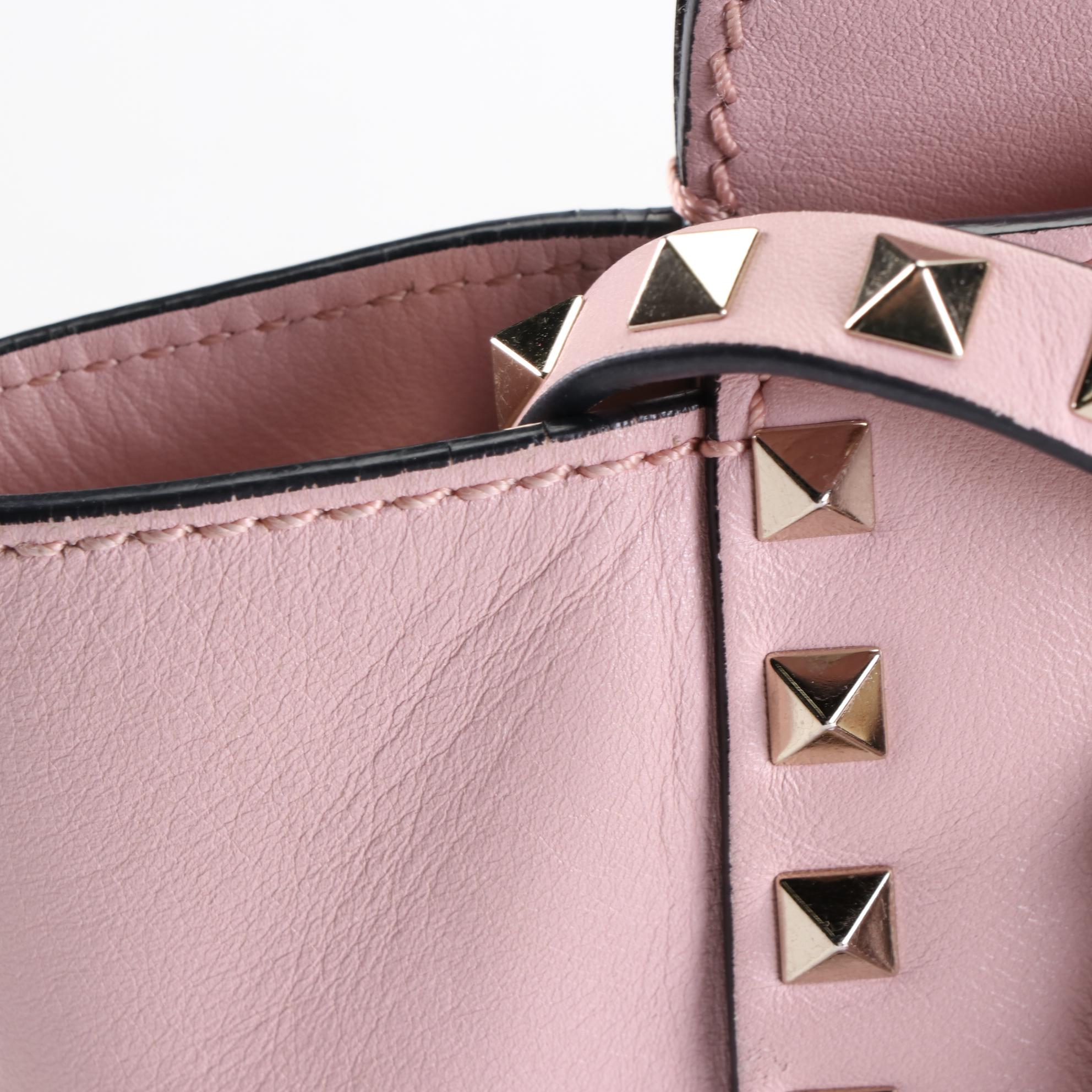 Valentino Rockstud Rigid Leather Two-Way Tote in Leather