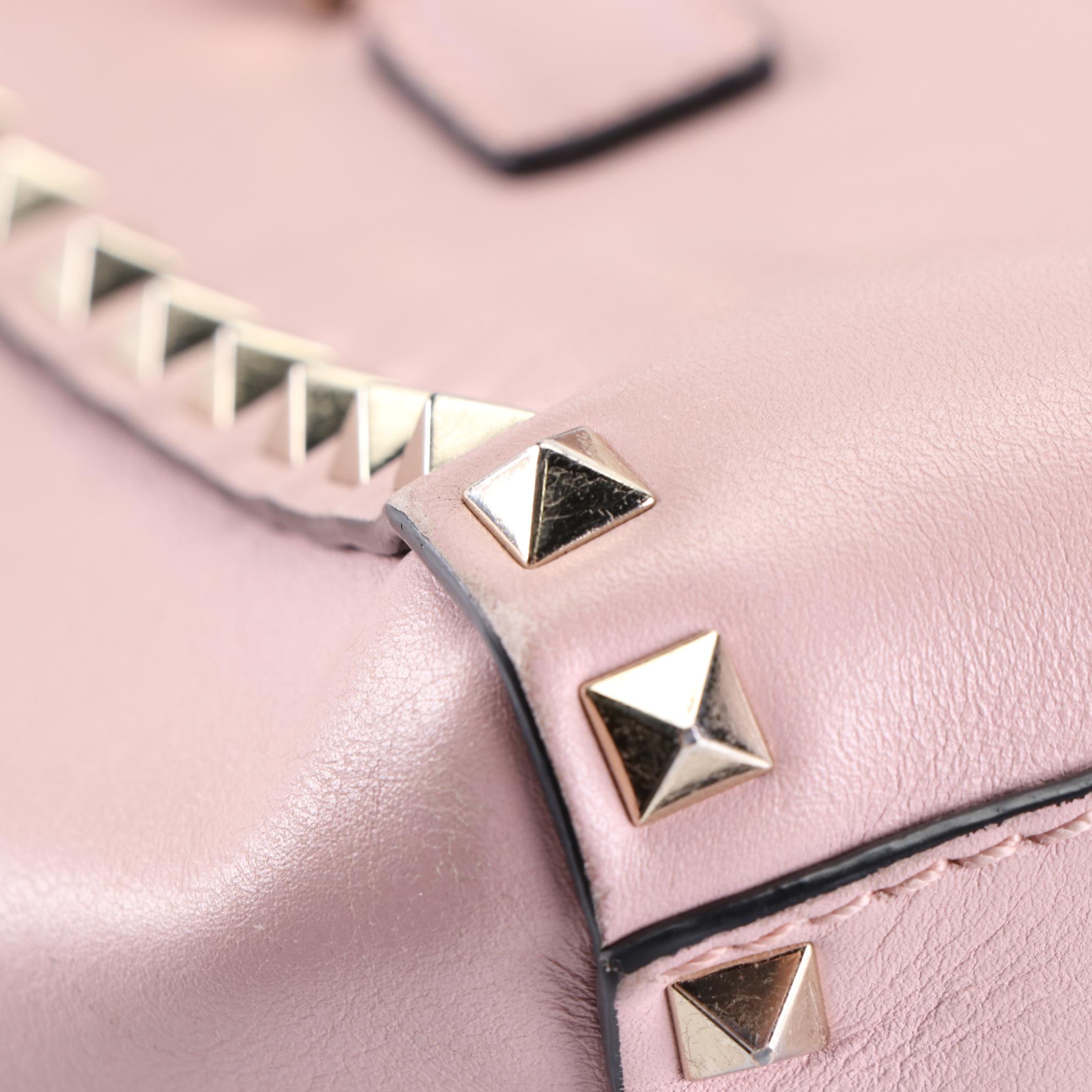 Valentino Rockstud Rigid Leather Two-Way Tote in Leather