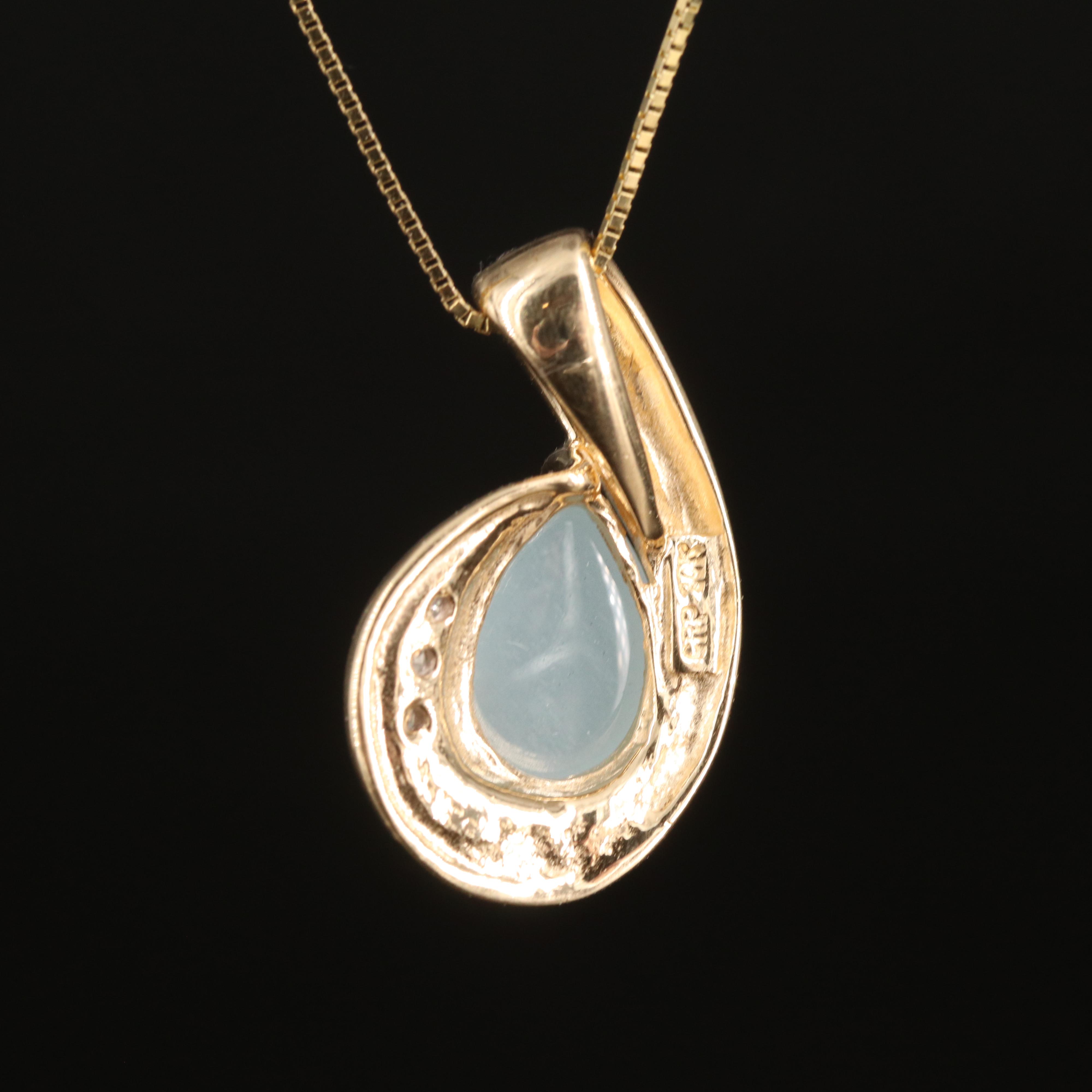 10K and 14K Aquamarine and Diamond Pendant Necklace