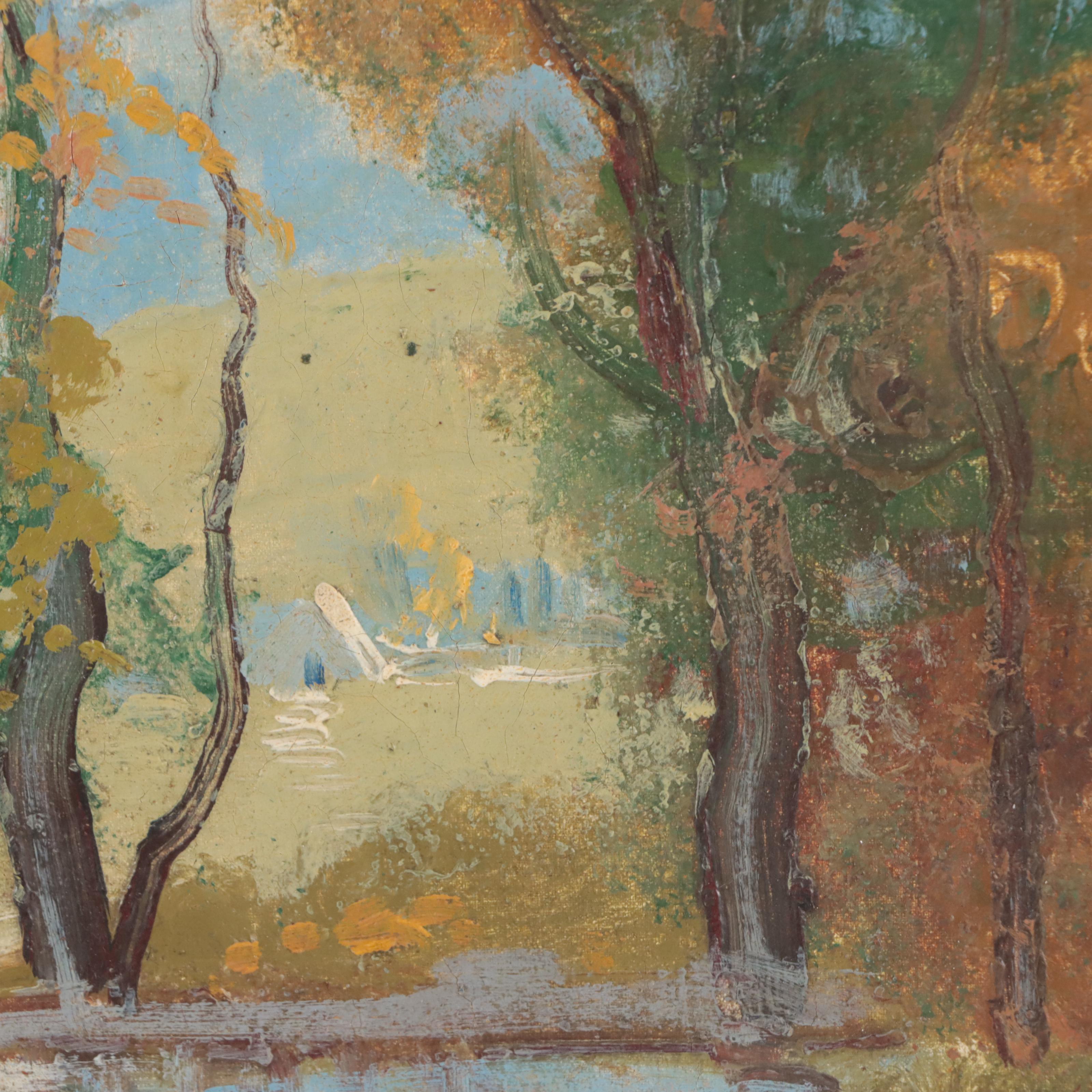 Glenn Swedlun Forest Landscape Oil Painting, Mid-20th Century