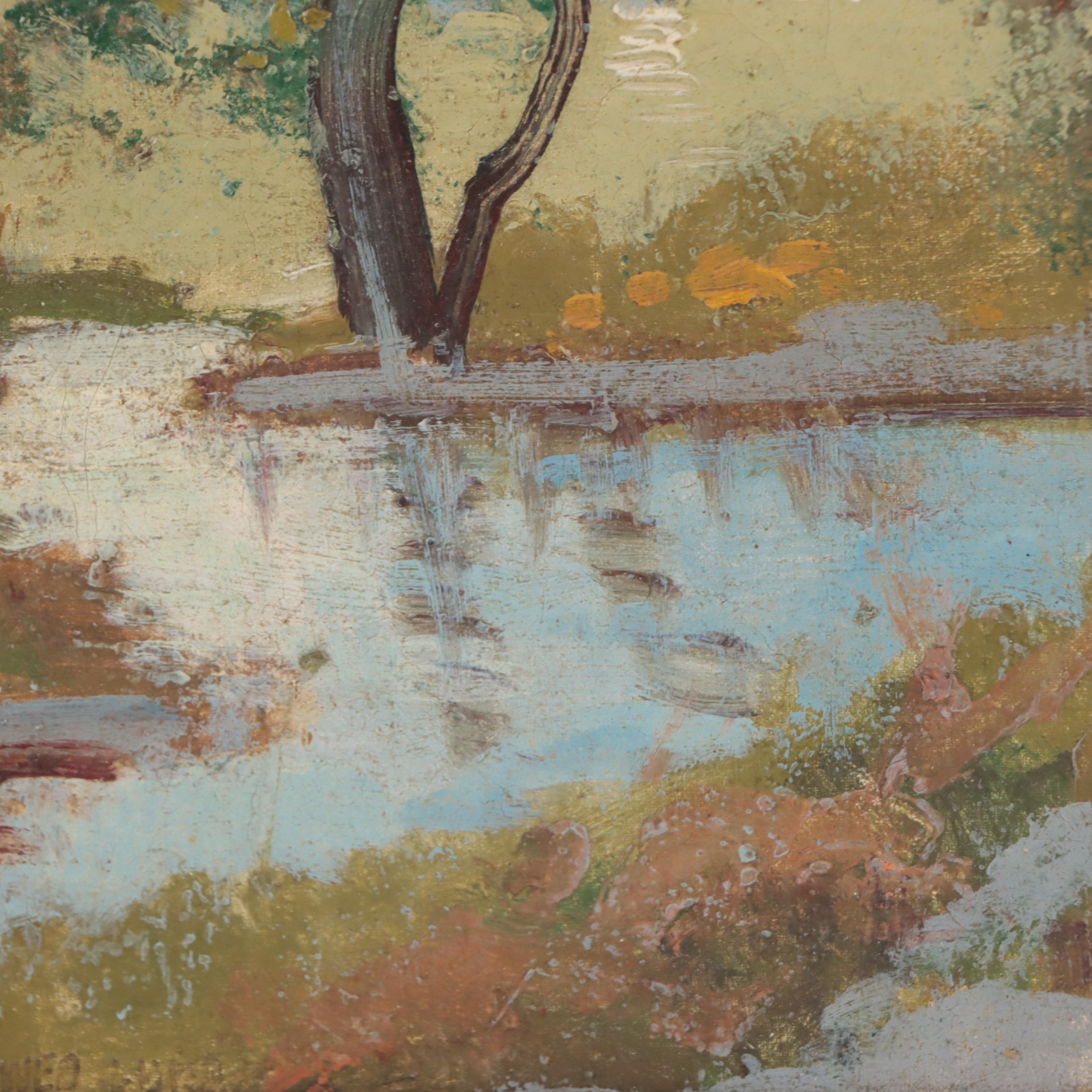 Glenn Swedlun Forest Landscape Oil Painting, Mid-20th Century