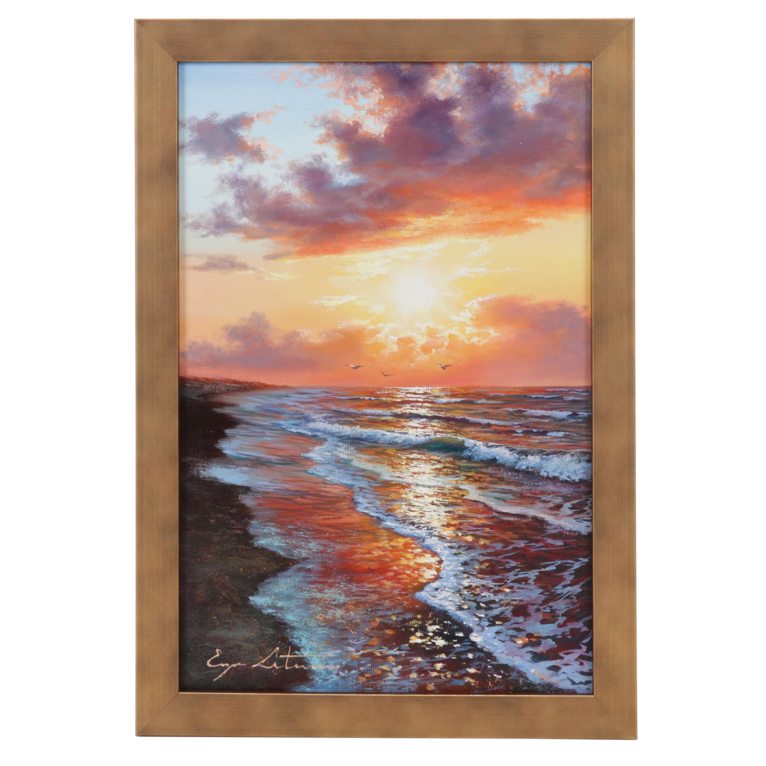 Jevgenijus Litvinas Oil Painting "Ocean Coast," 2022