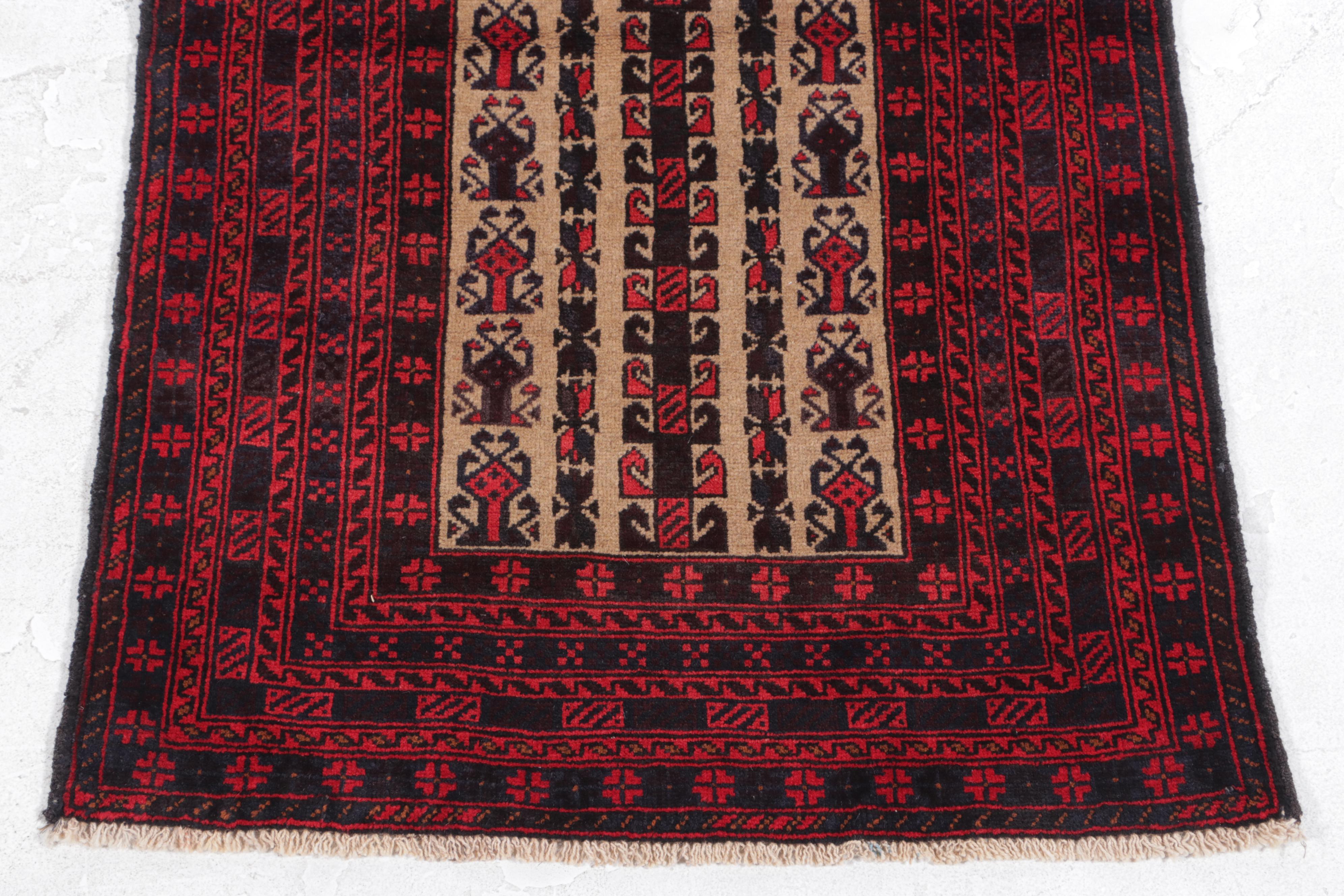 2'9 x 4'5 Hand-Knotted Afghan Baluch Accent Rug