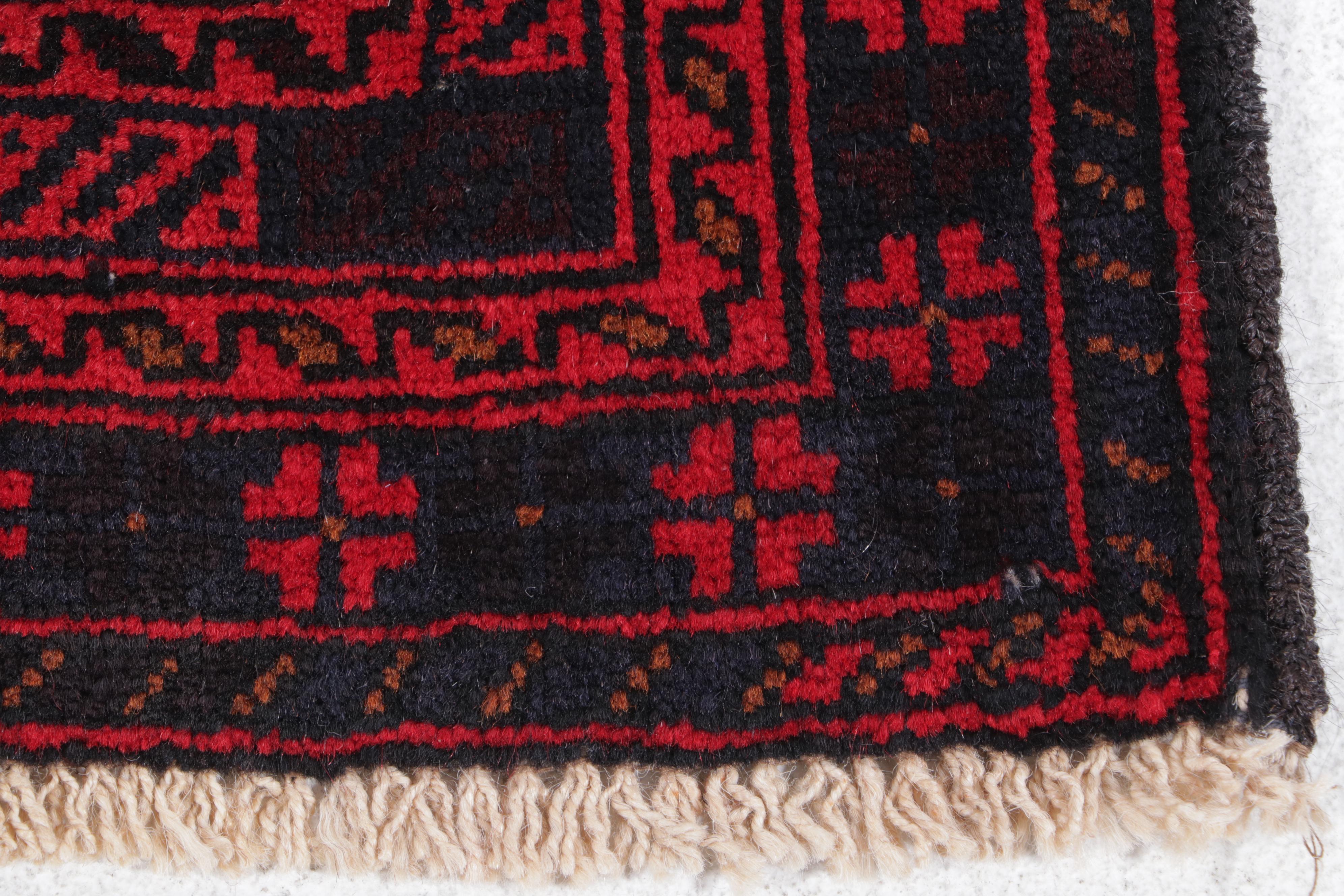 2'9 x 4'5 Hand-Knotted Afghan Baluch Accent Rug