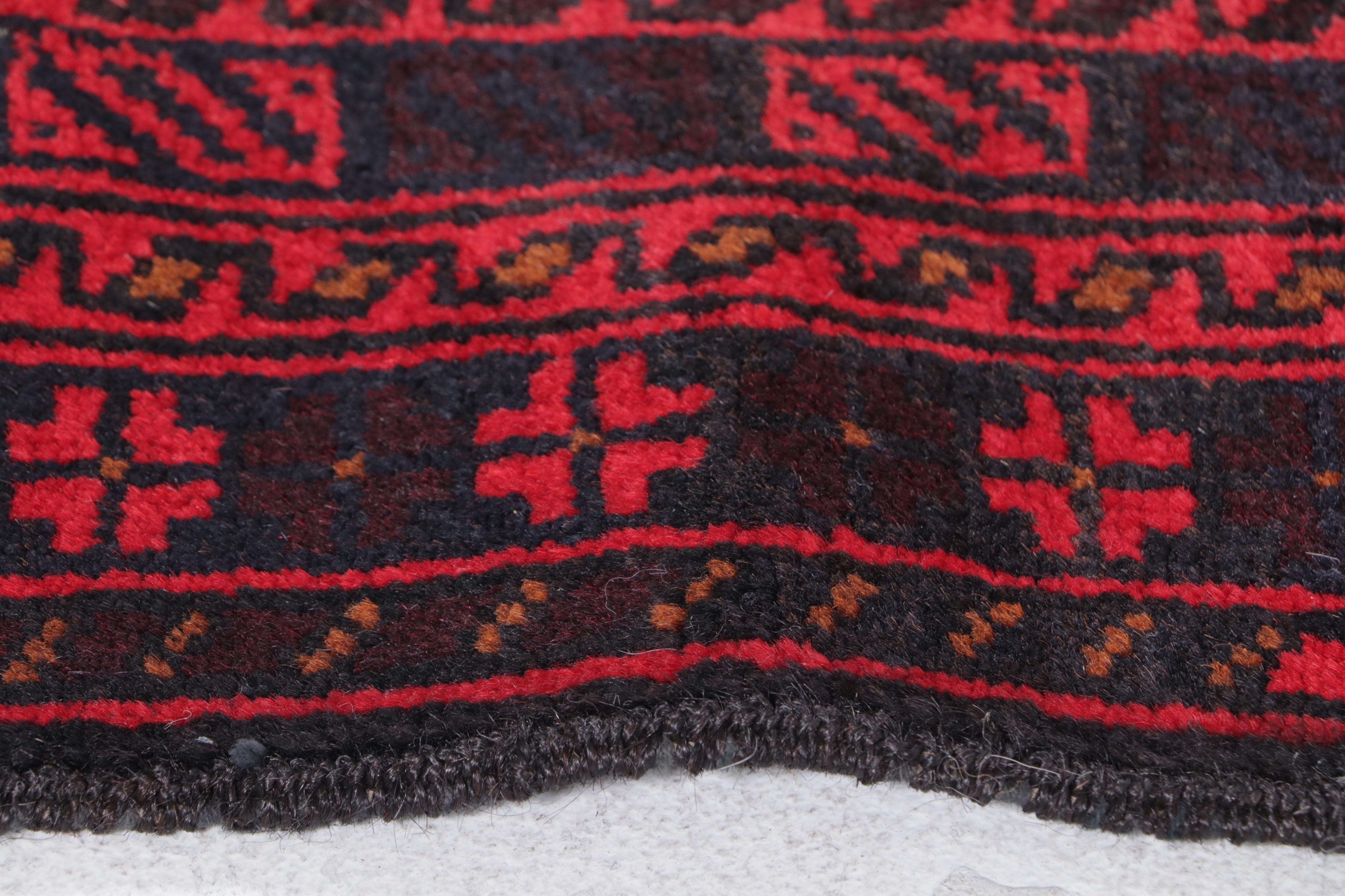 2'9 x 4'5 Hand-Knotted Afghan Baluch Accent Rug