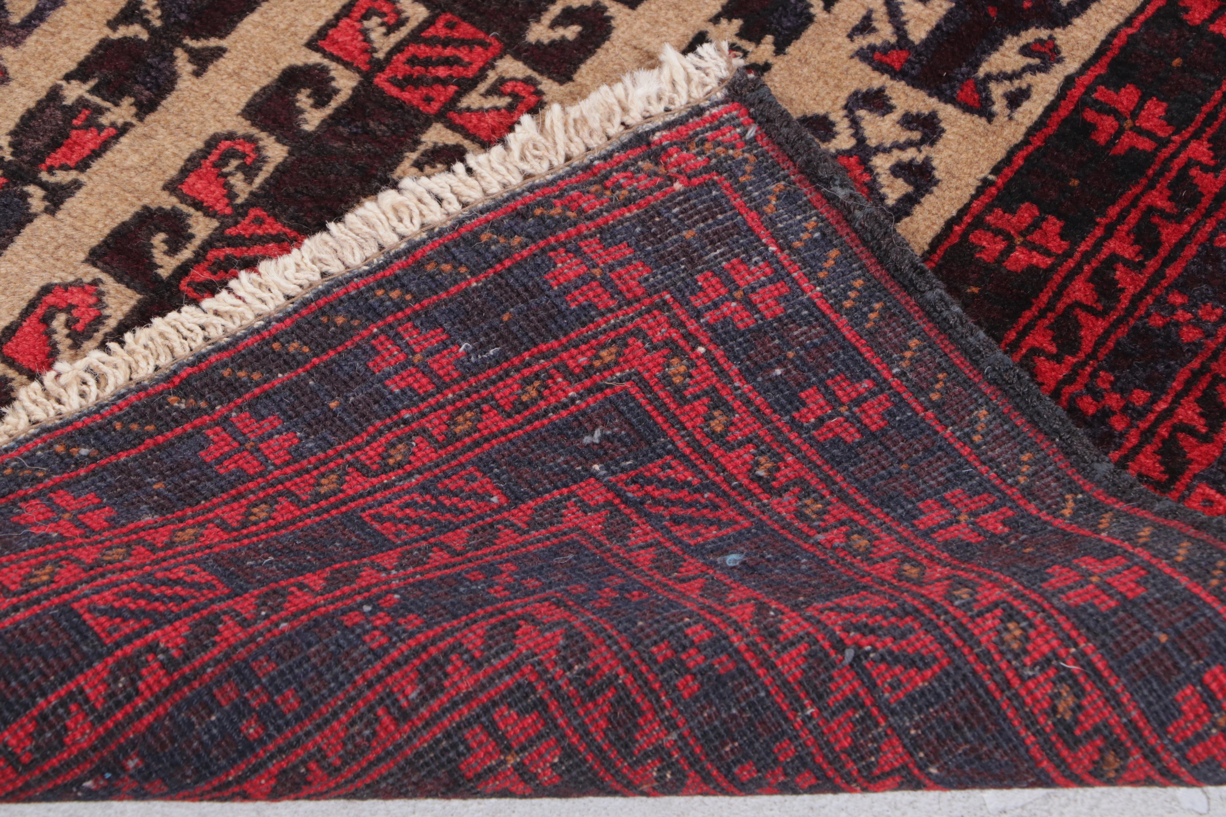 2'9 x 4'5 Hand-Knotted Afghan Baluch Accent Rug