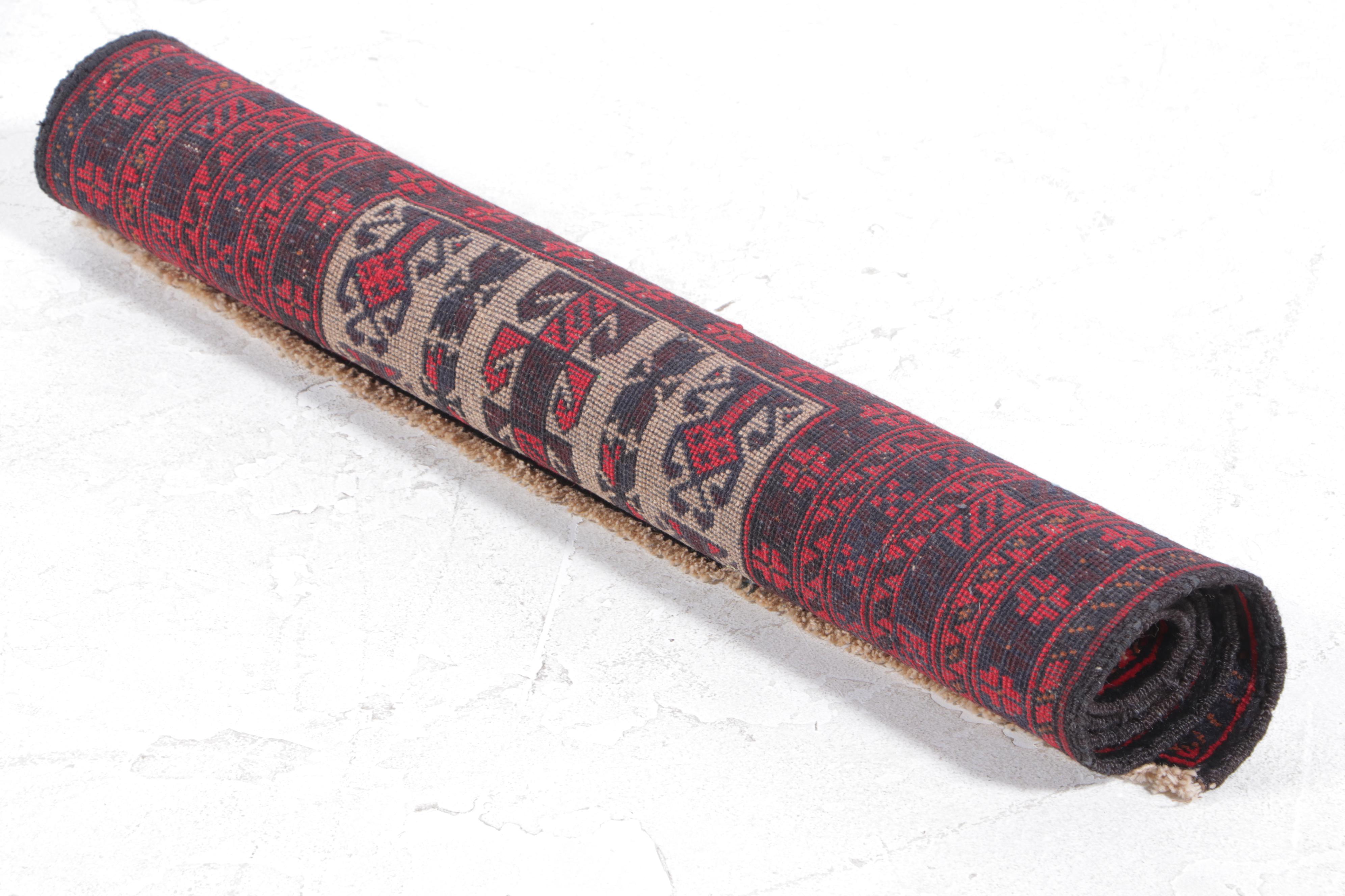 2'9 x 4'5 Hand-Knotted Afghan Baluch Accent Rug