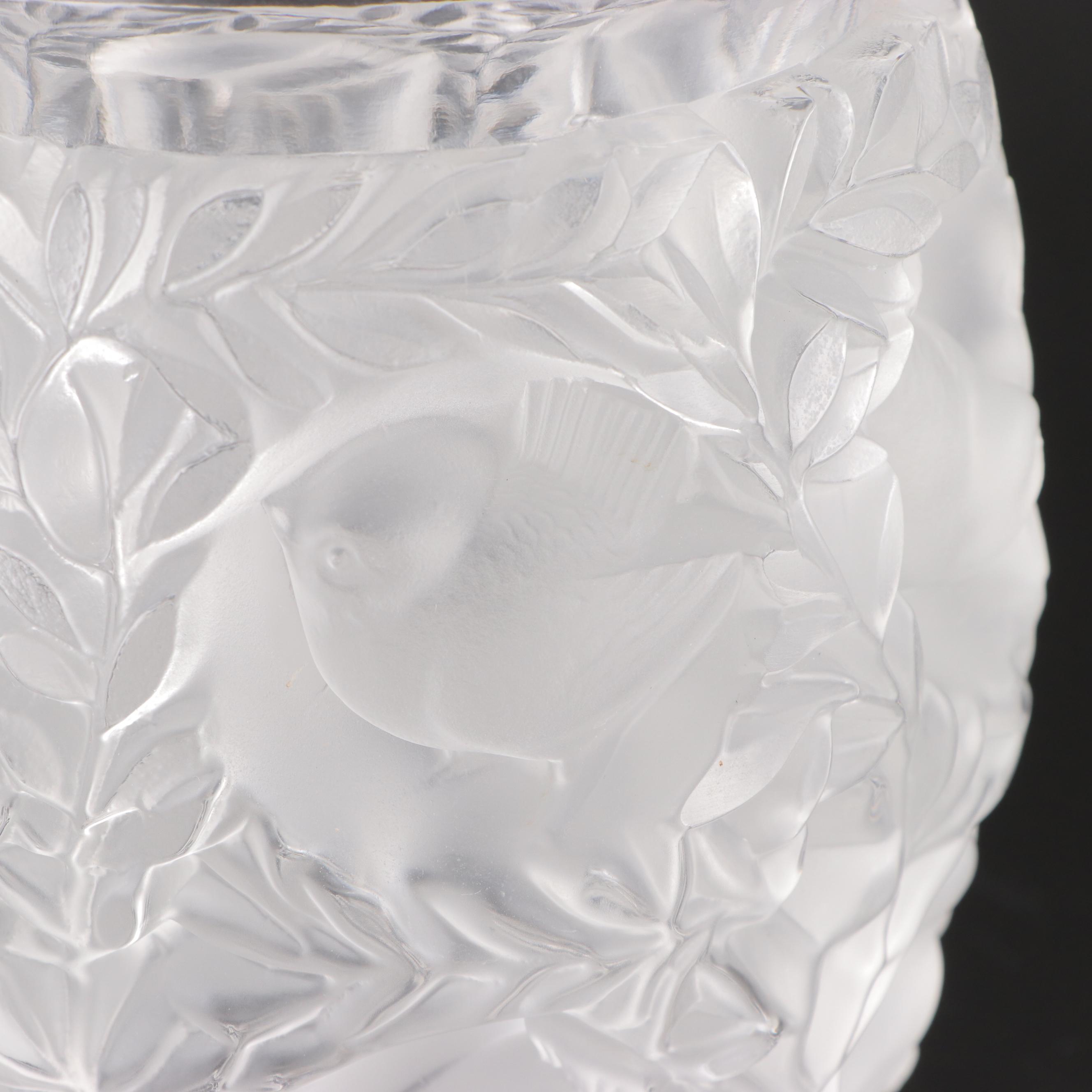 Lalique "Bagatelle" Frosted Crystal Flower Vase, Mid to Late 20th Century
