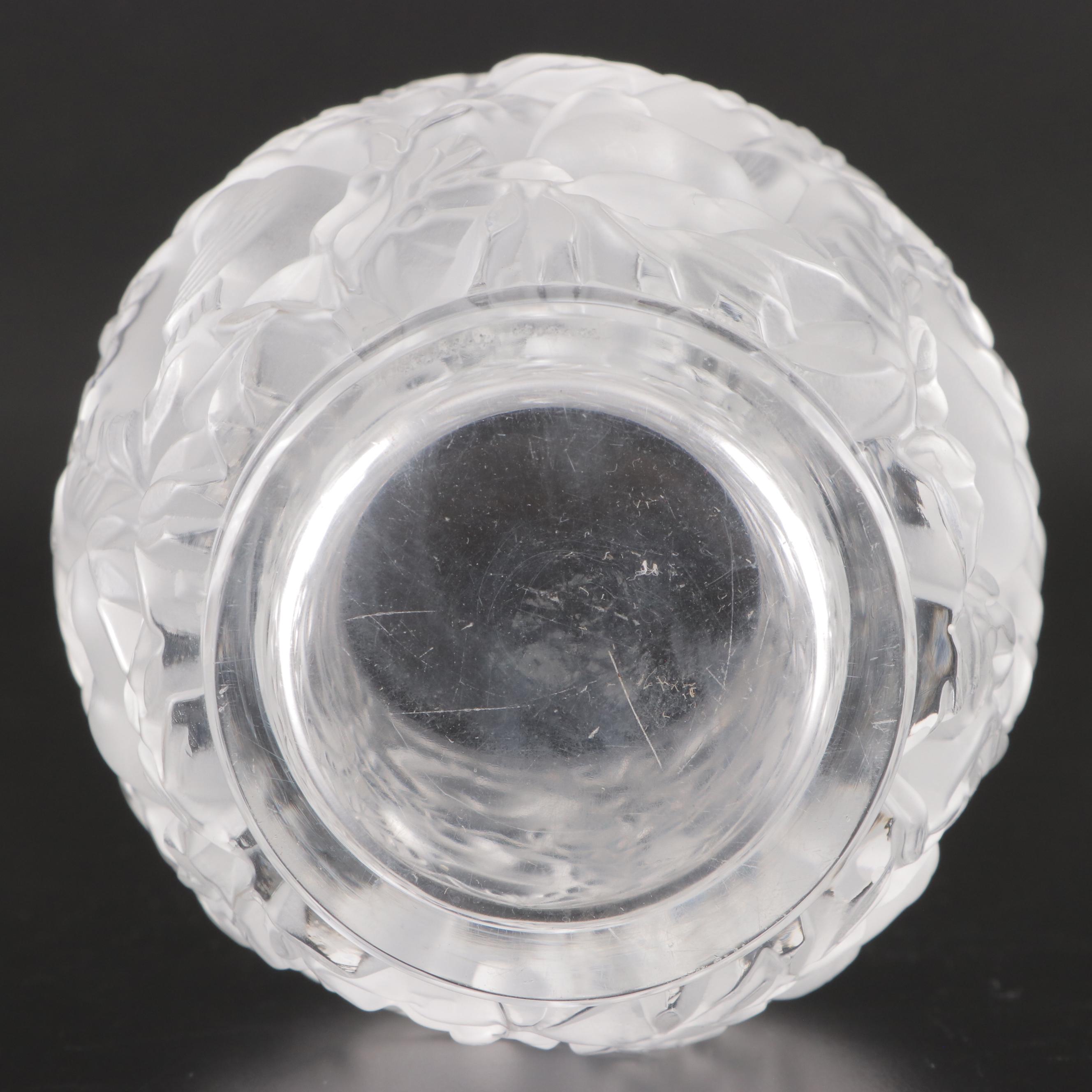 Lalique "Bagatelle" Frosted Crystal Flower Vase, Mid to Late 20th Century