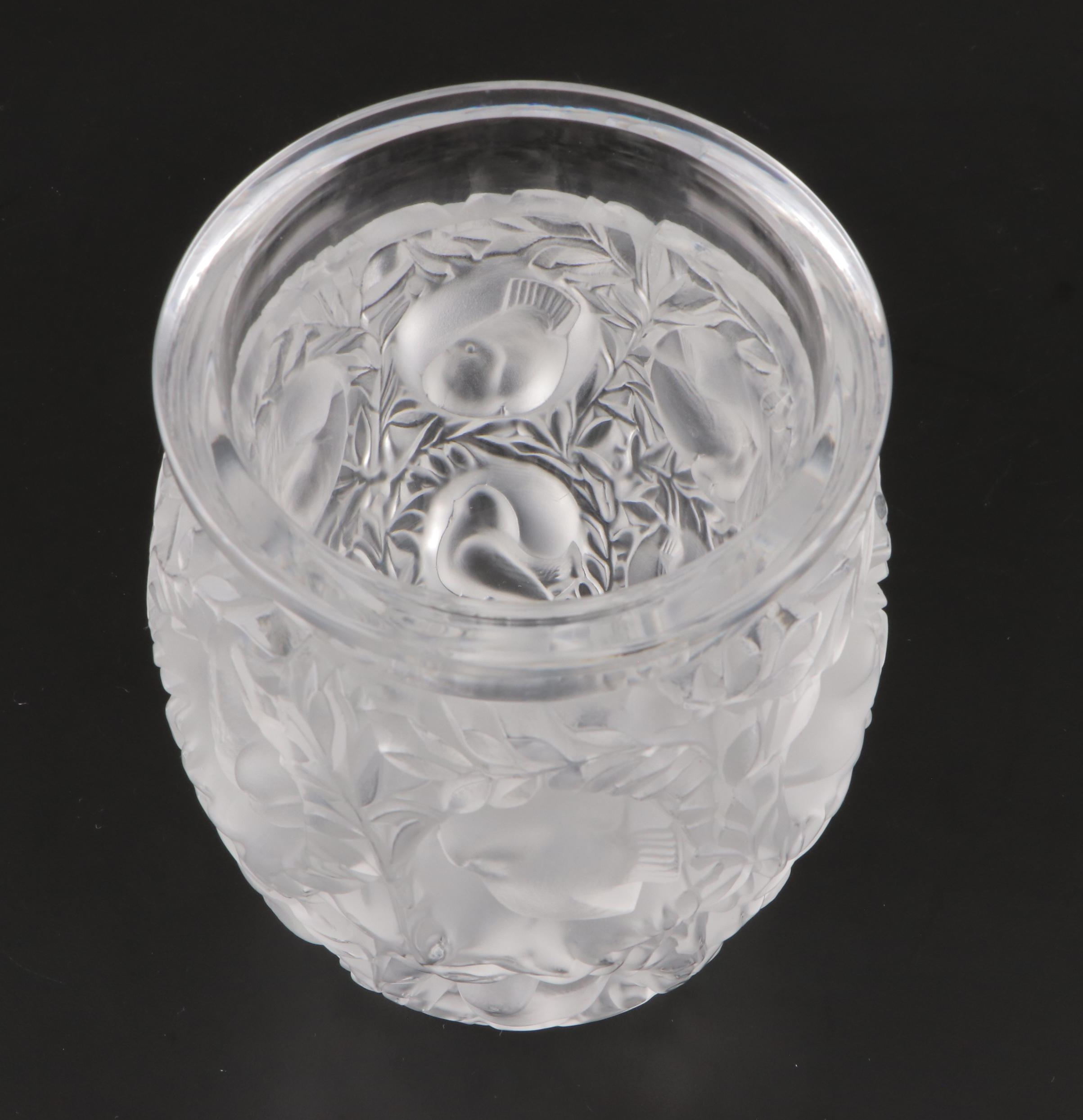 Lalique "Bagatelle" Frosted Crystal Flower Vase, Mid to Late 20th Century
