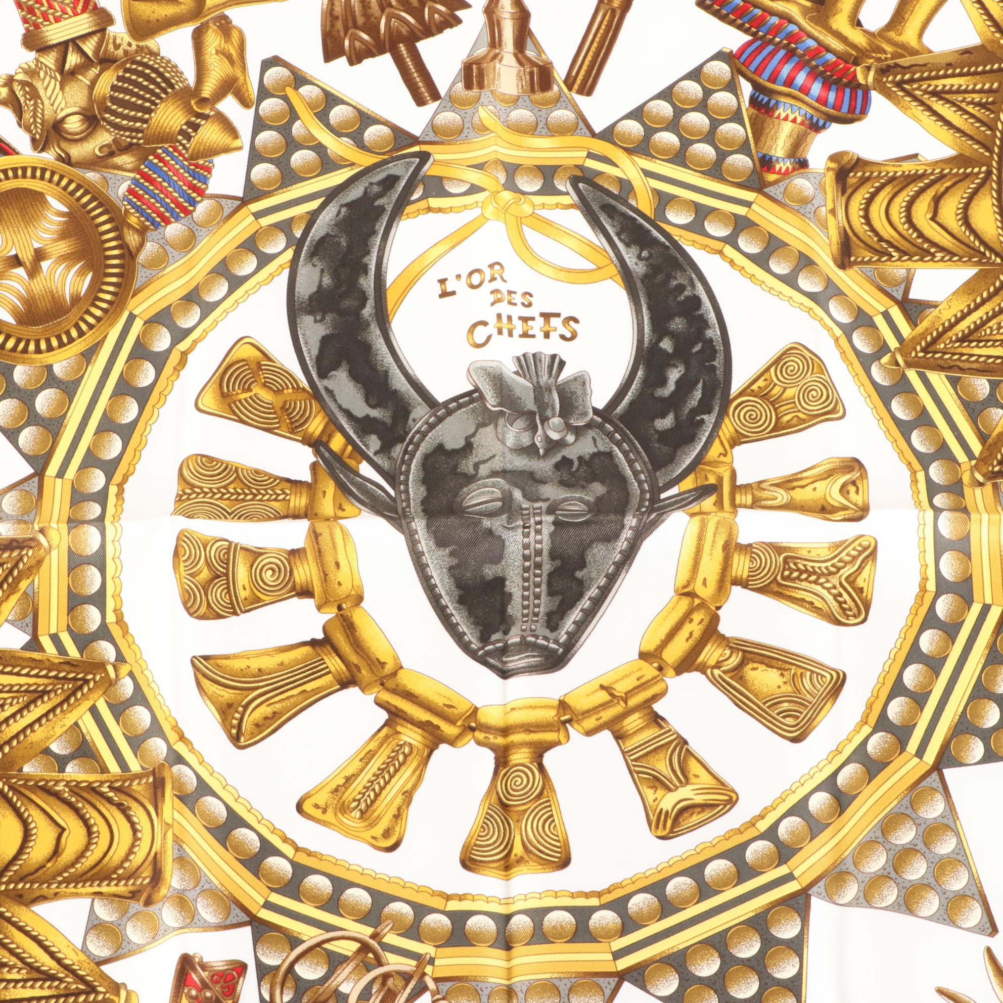 Hermès "L'or Des Chefs" Silk Twill Scarf 90