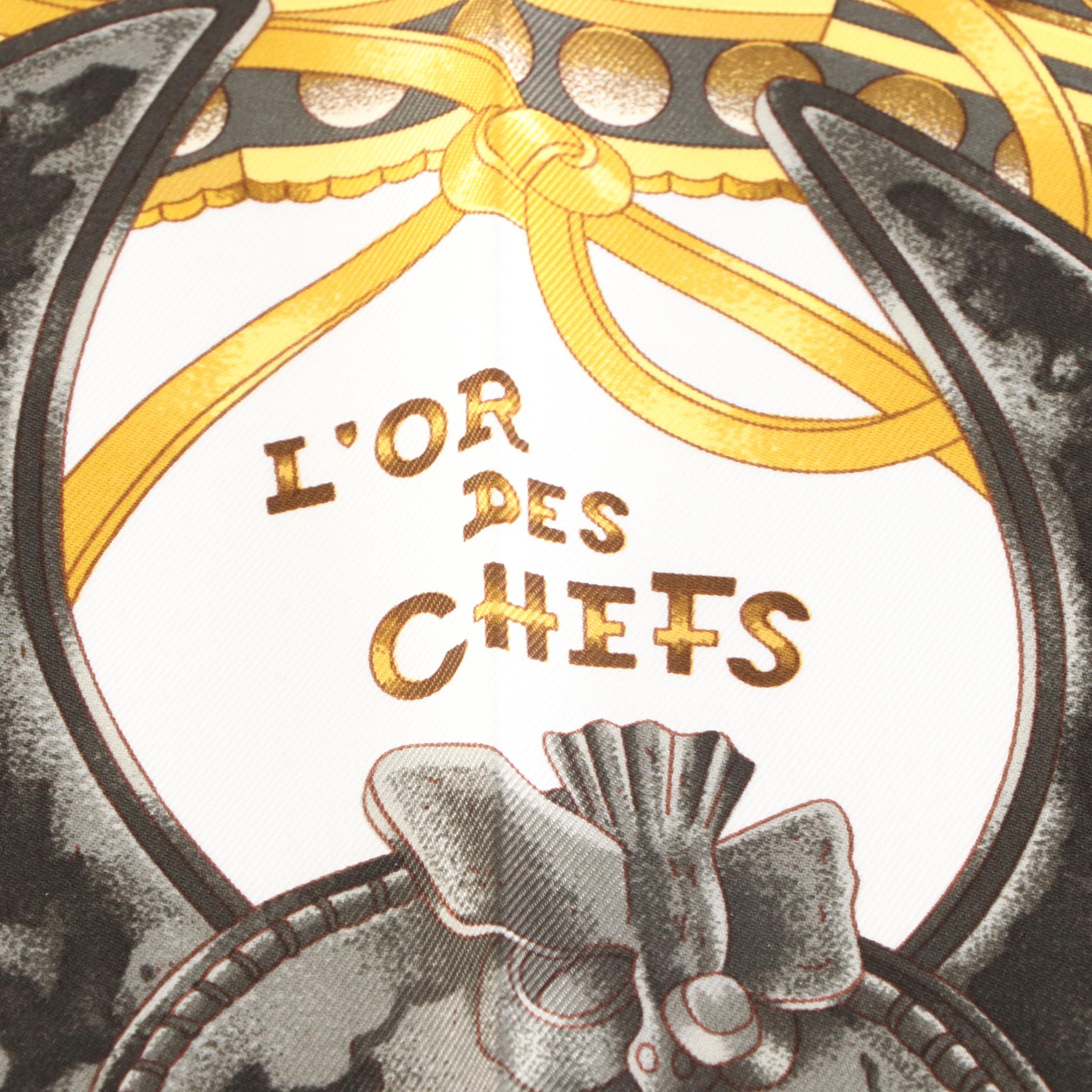 Hermès "L'or Des Chefs" Silk Twill Scarf 90