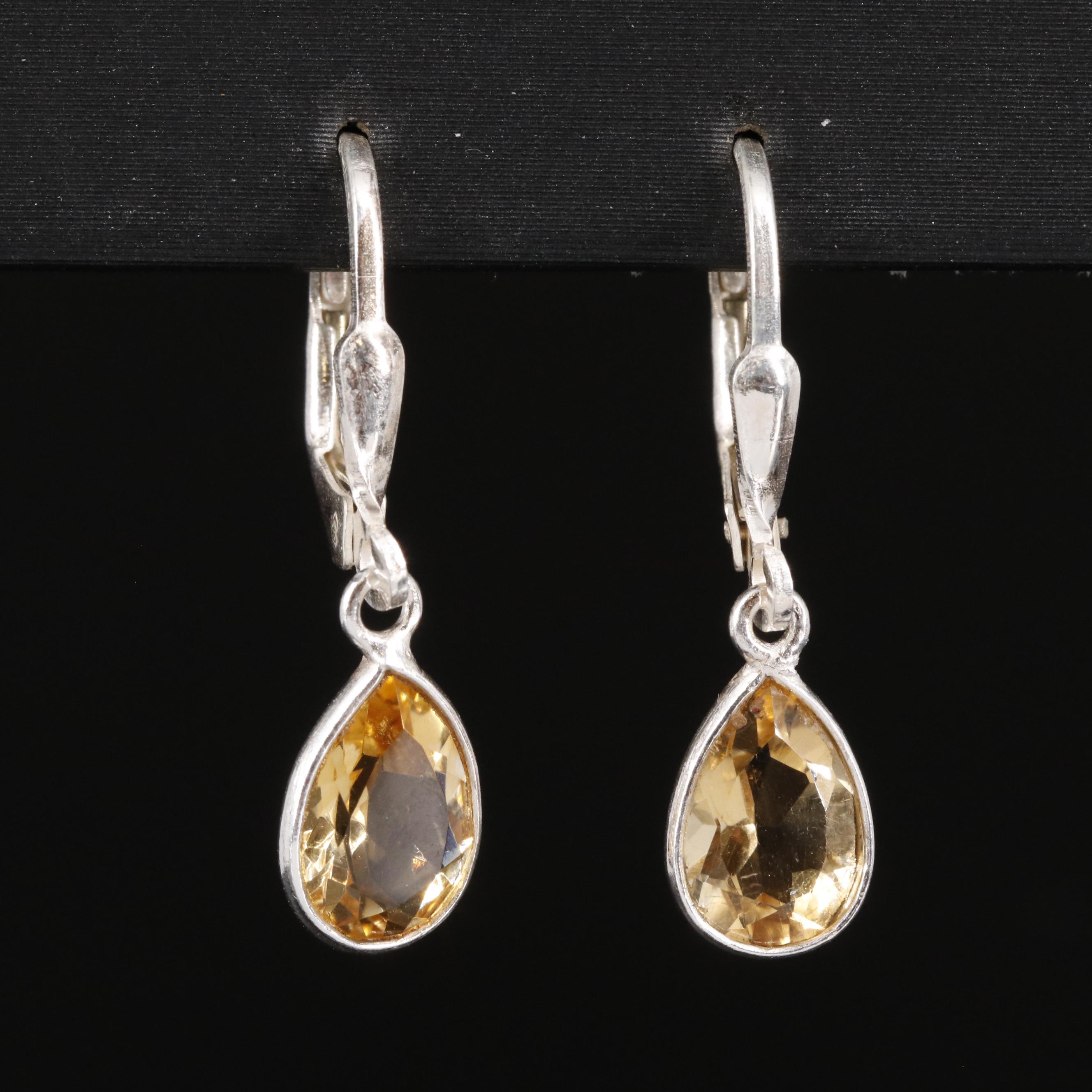 Sterling Citrine Dangle Earrings