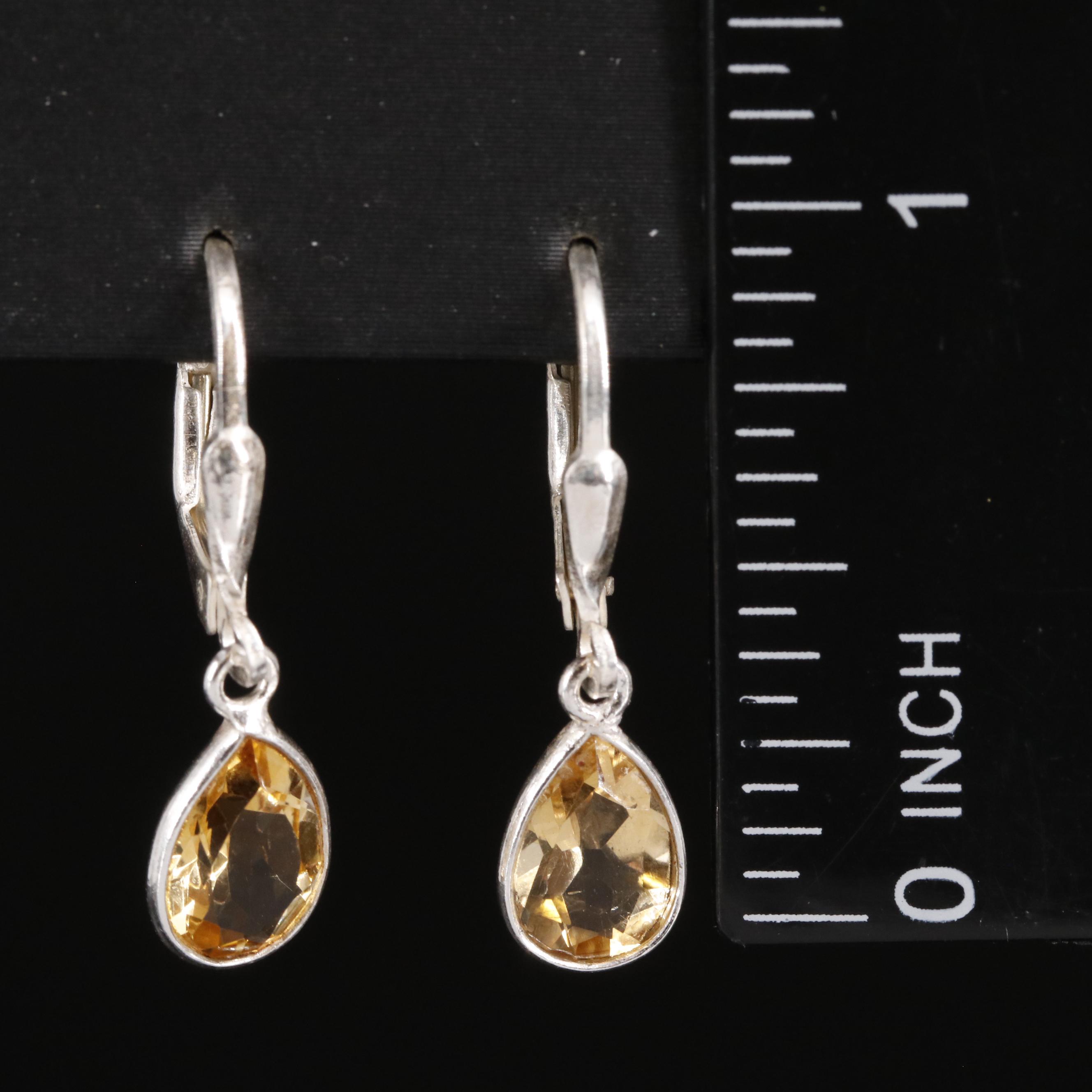 Sterling Citrine Dangle Earrings