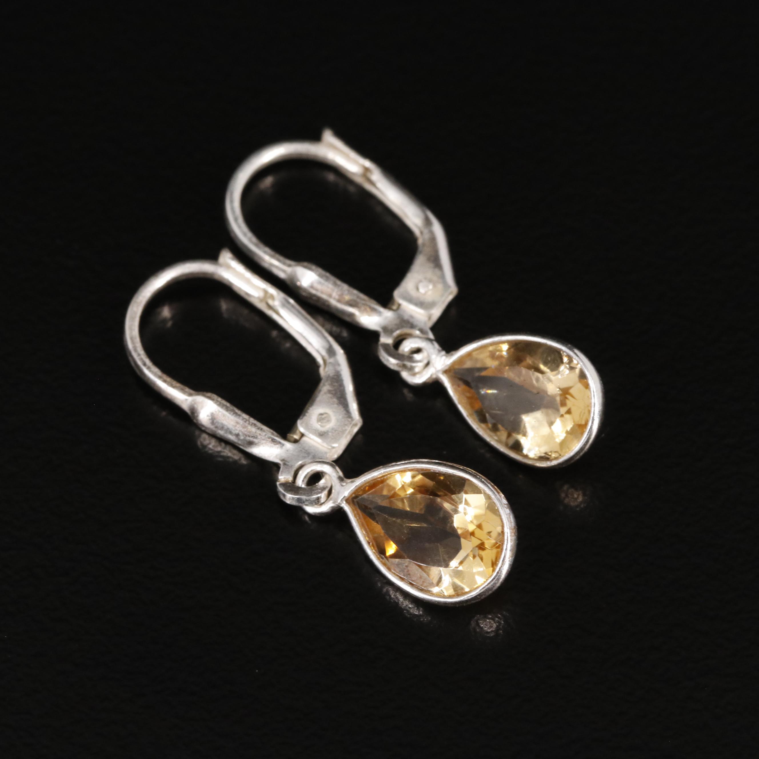 Sterling Citrine Dangle Earrings