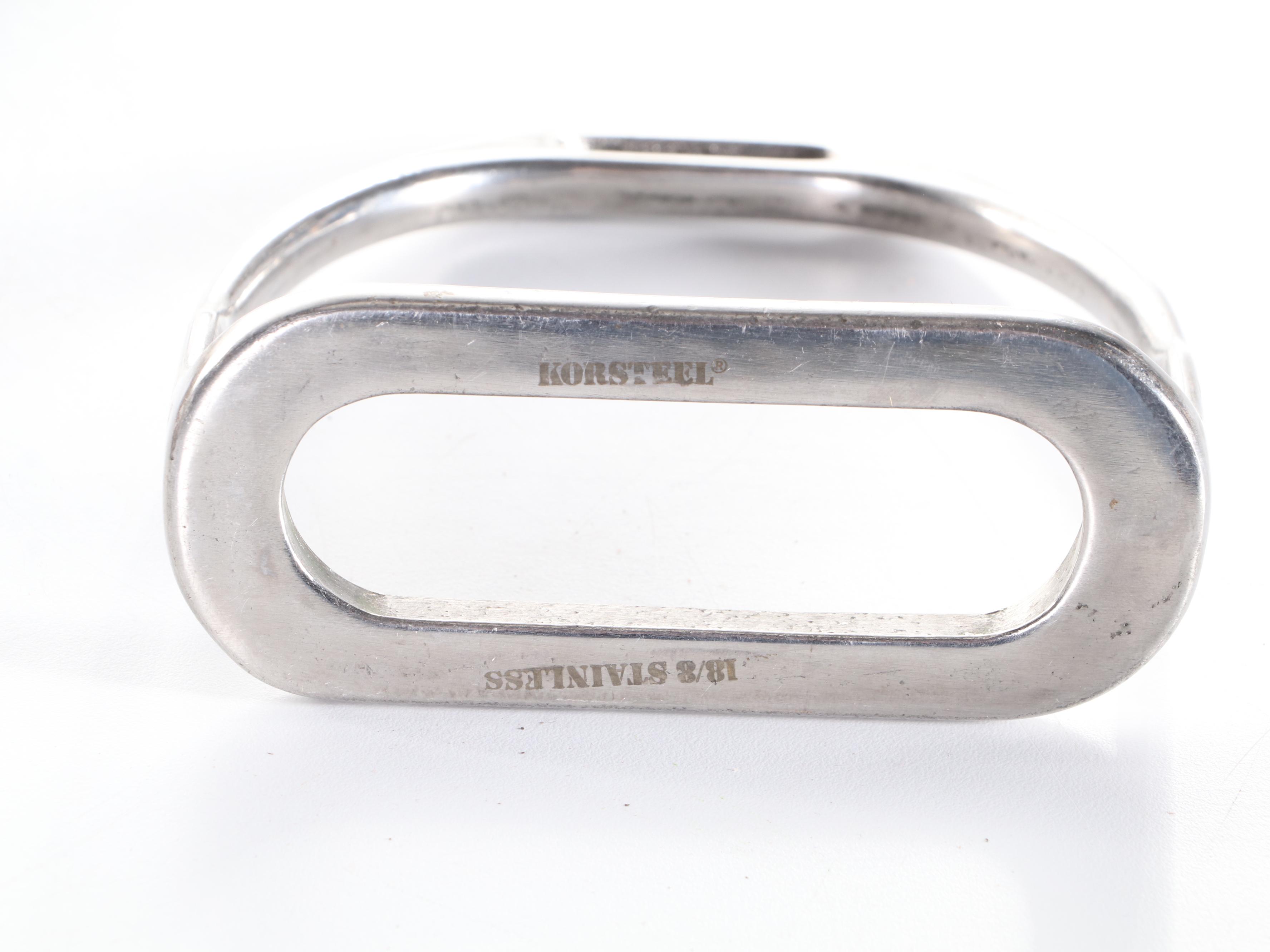 Korsteel Stainless Steel English Saddle Stirrups with Lasso, Spurs and Crop