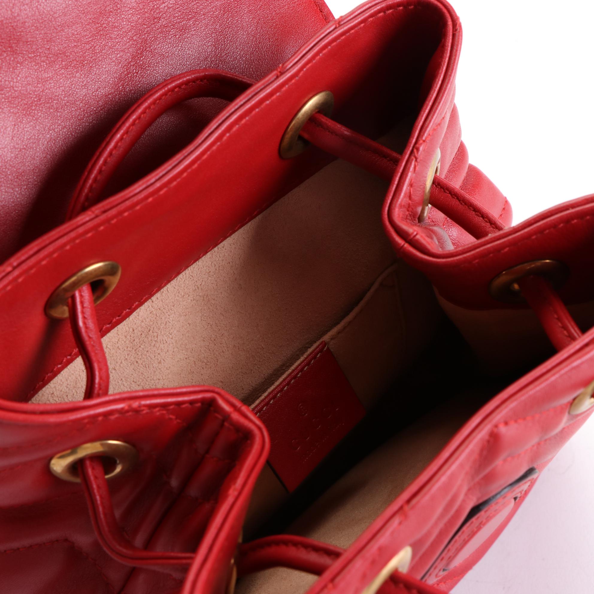 Gucci GG Marmont Backpack Purse in Chevron Matelassé Leather