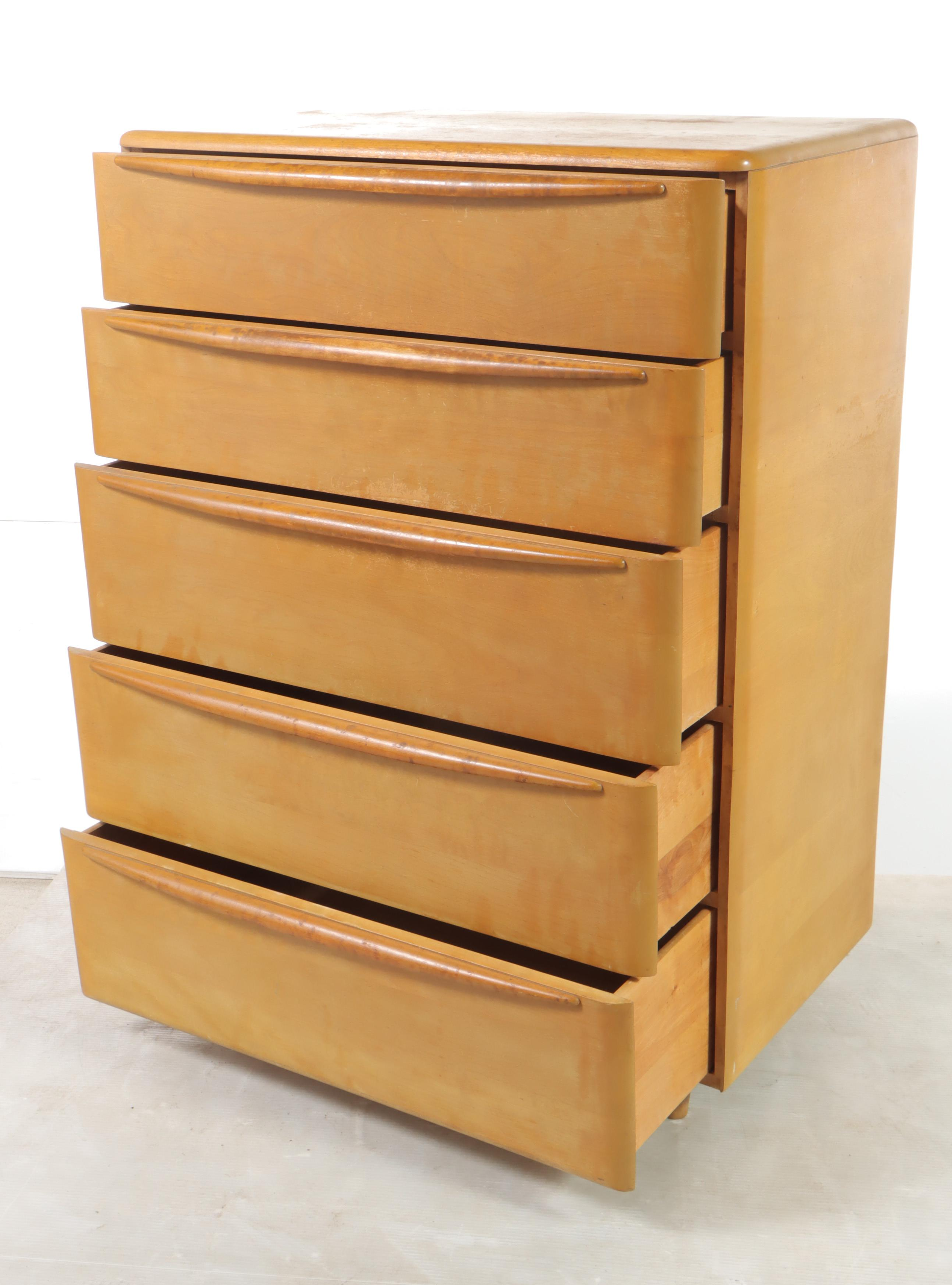 Heywood-Wakefield Mid Century Modern Five-Drawer Chest in Wheat Finish
