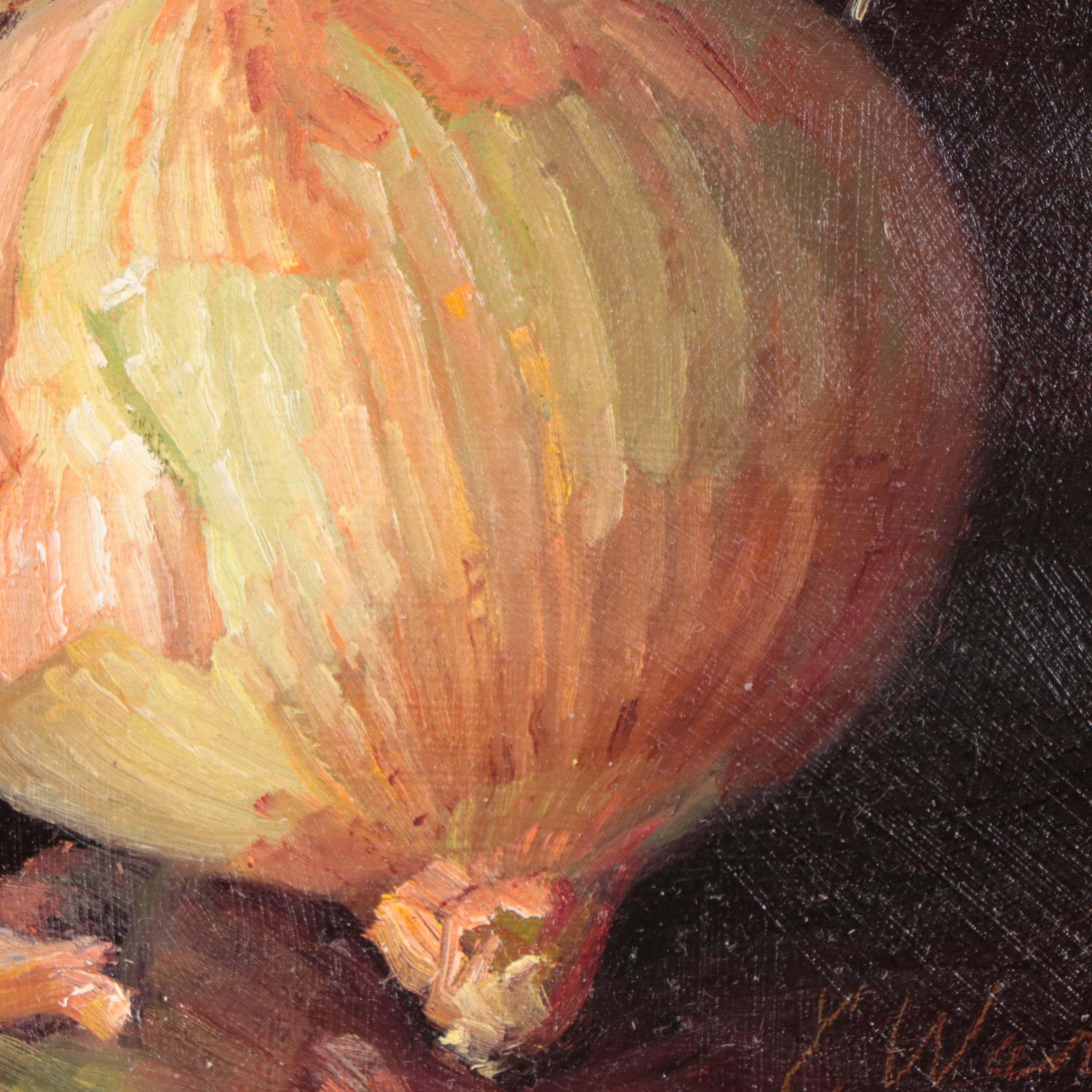 Youqing Wang Still Life Oil Painting of Onion, 21st Century