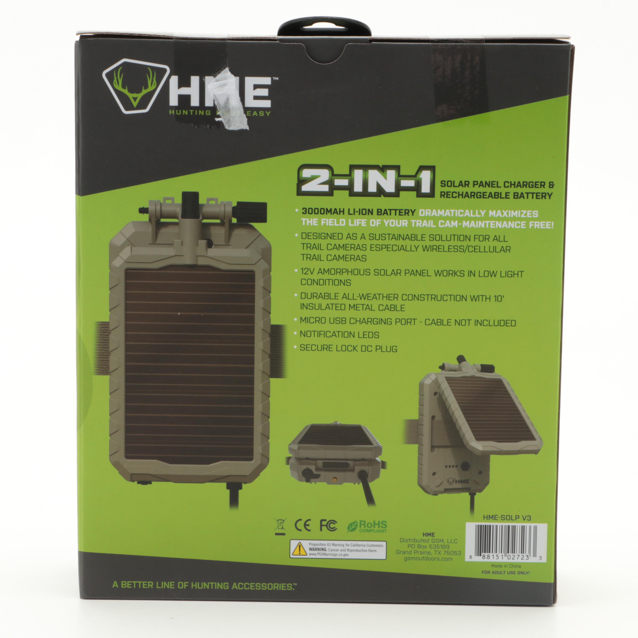 HME Sol-Pack 2-in-1 Trail Camera Solar Battery Pack