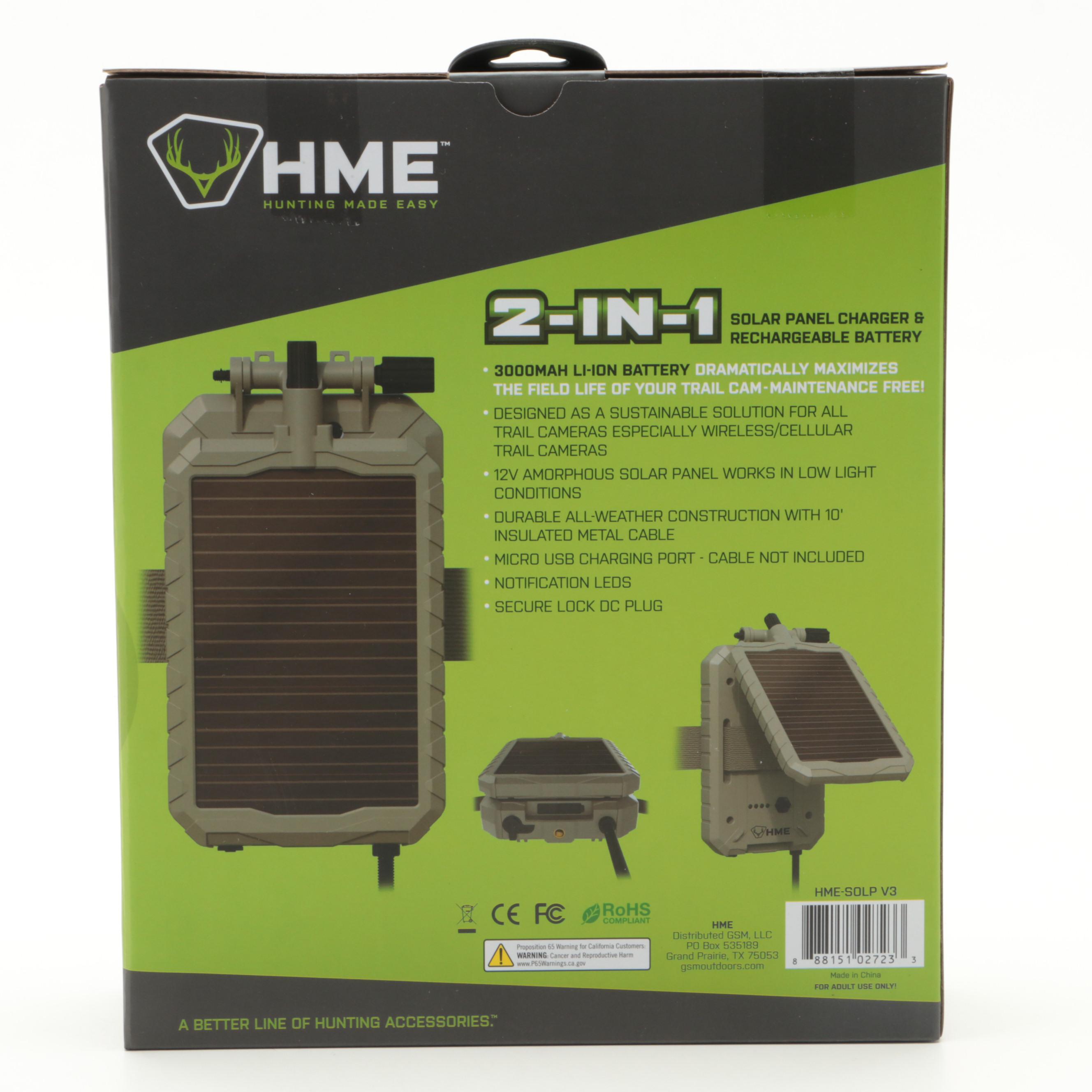 HME Sol-Pack 2-in-1 Trail Camera Solar Battery Pack
