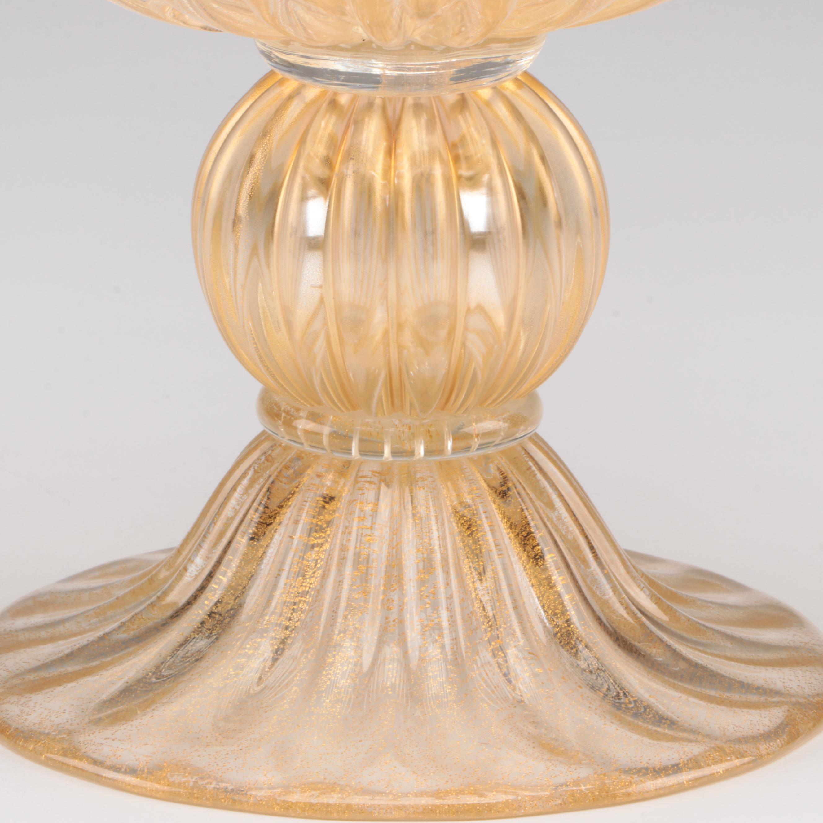 Zora Murano Avventurina Glass Compote