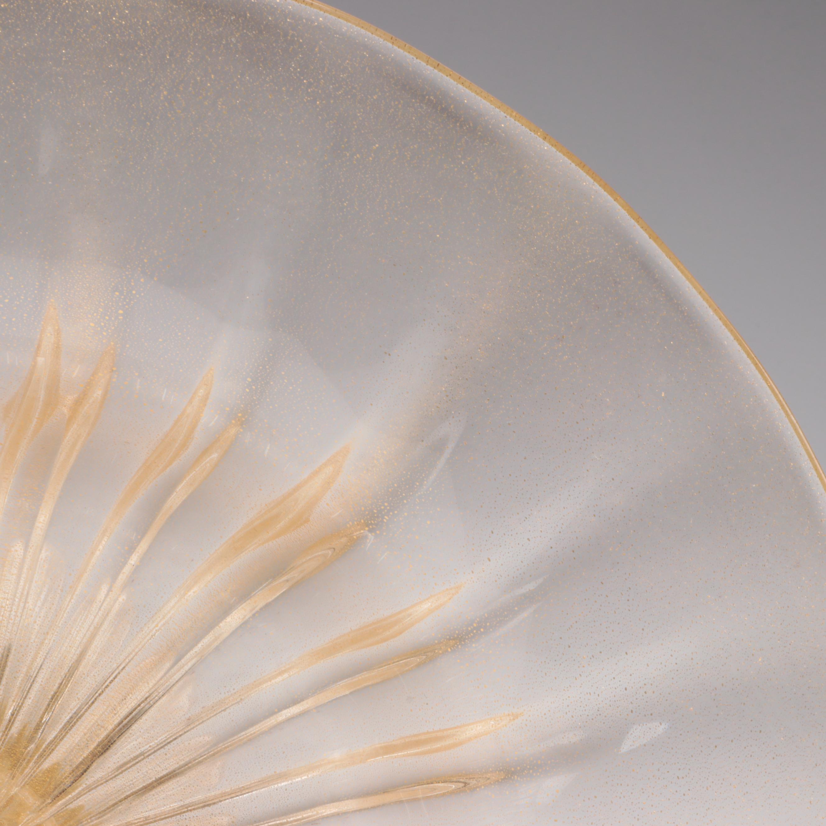 Zora Murano Avventurina Glass Compote