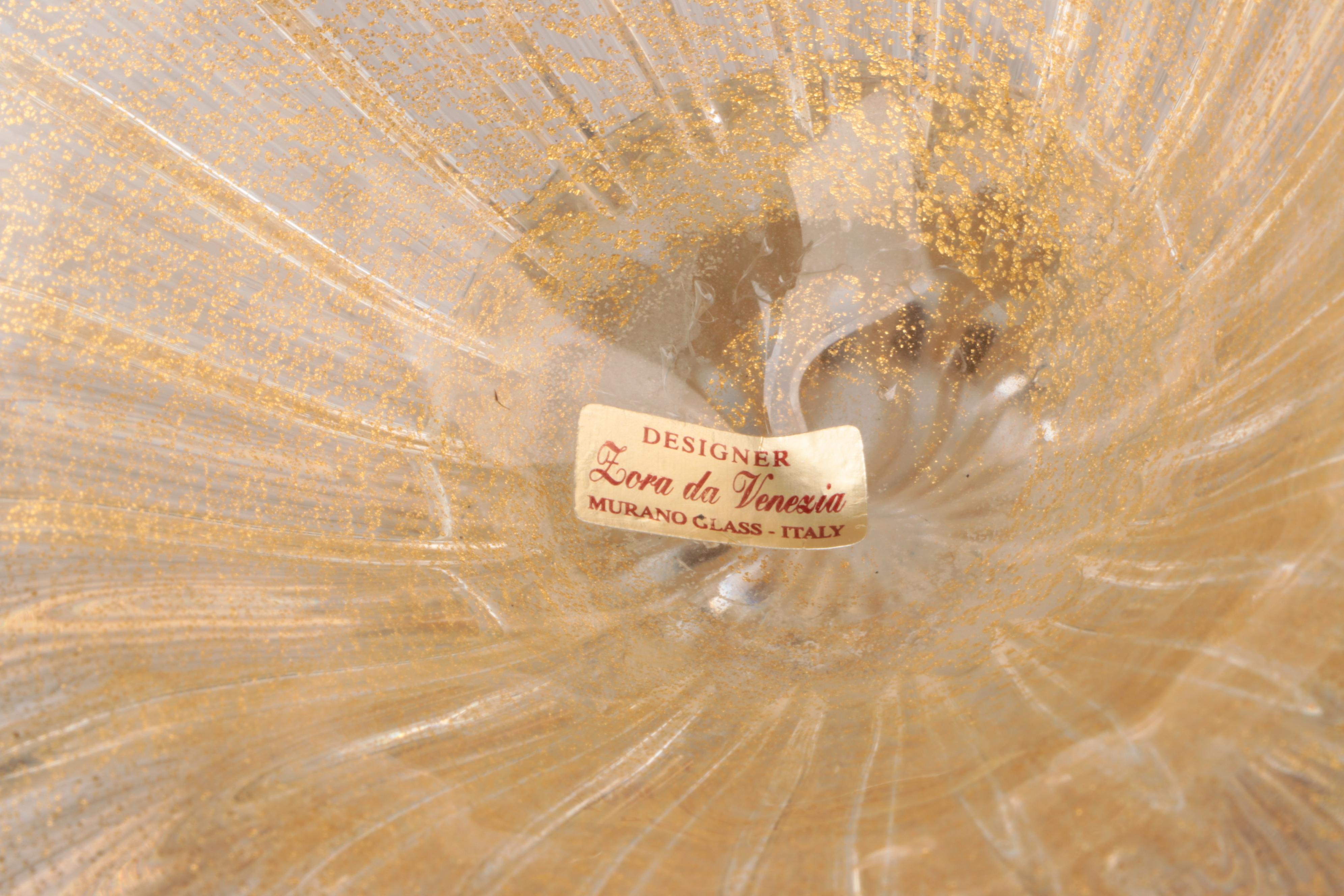 Zora Murano Avventurina Glass Compote